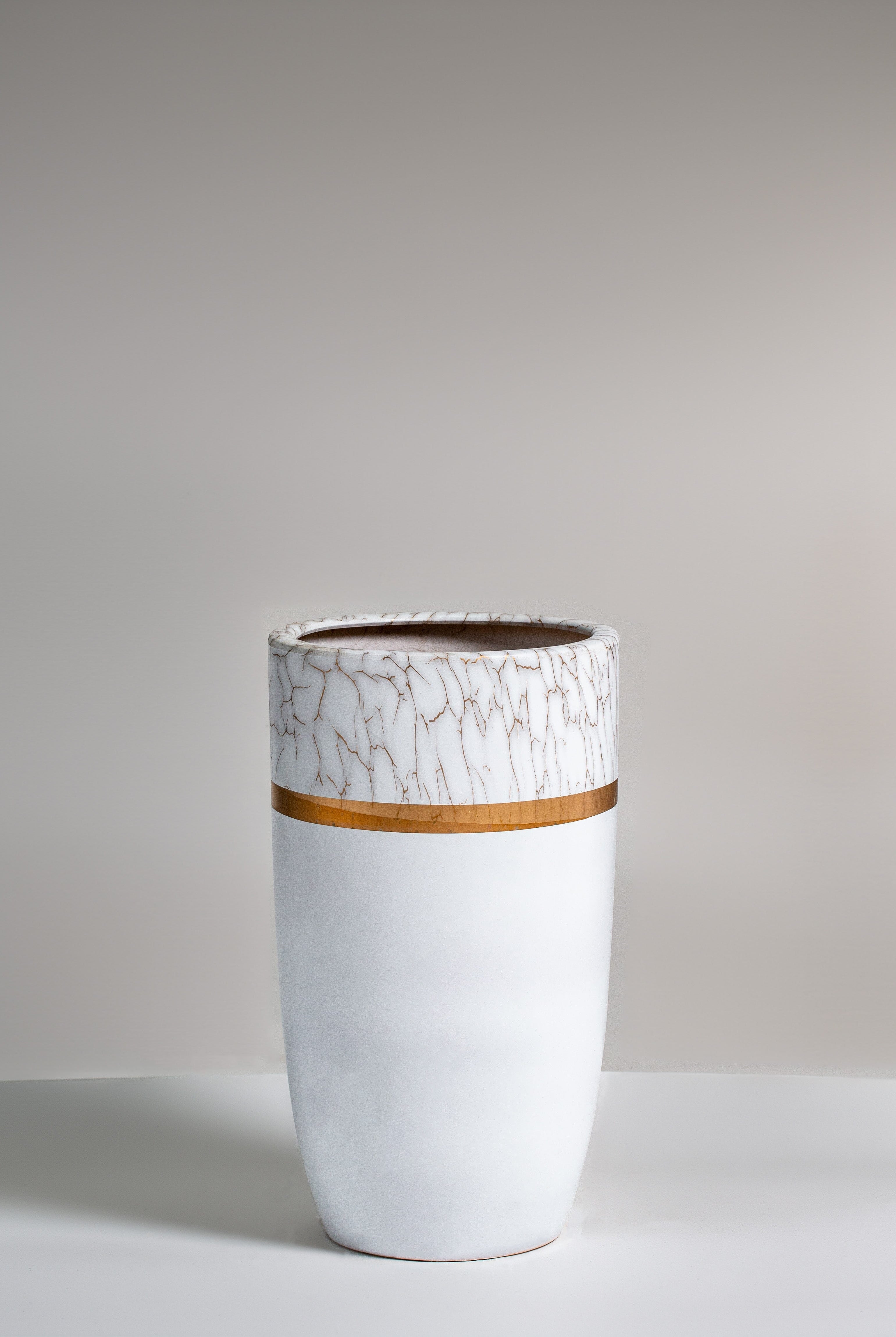 White Pot with Gold Stripe (2 Sizes) Homekode