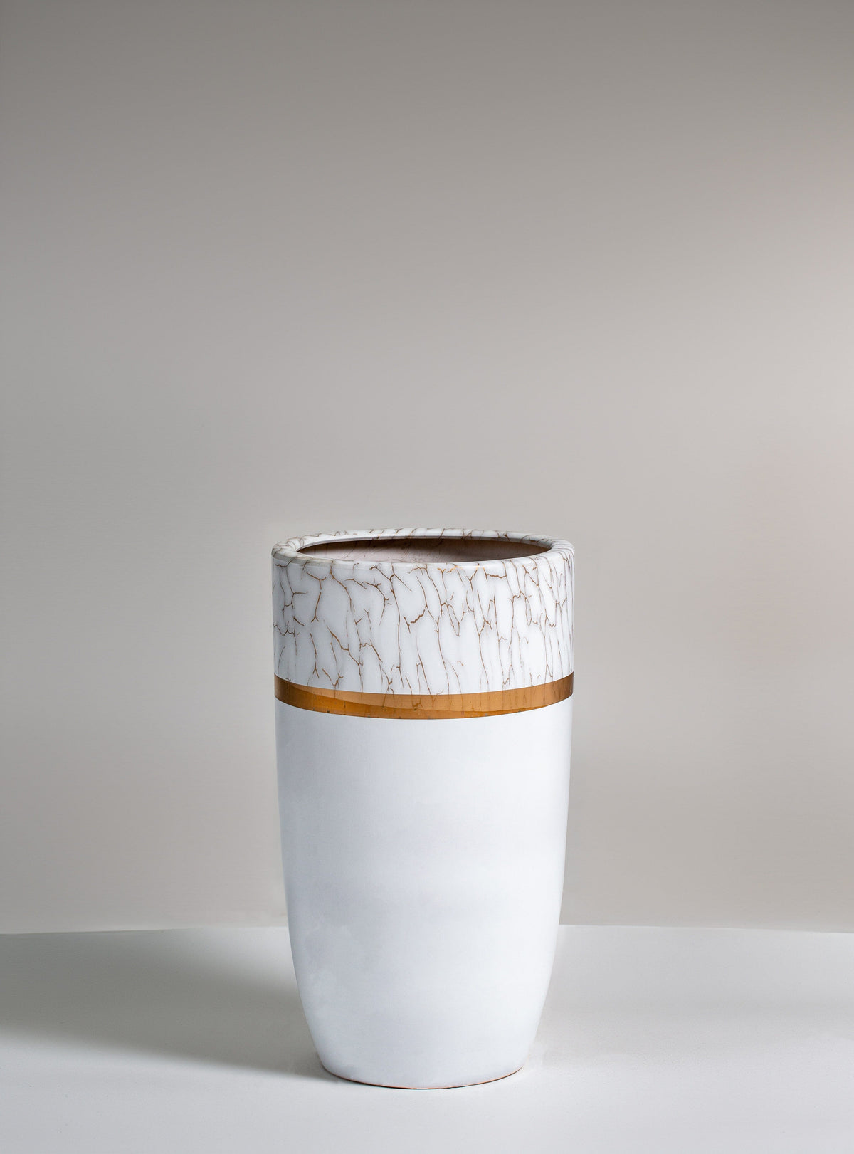 White Pot with Gold Stripe (2 Sizes) Homekode