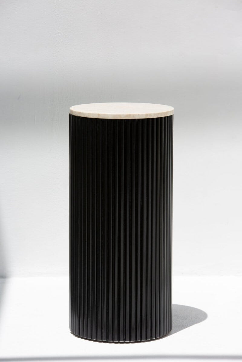 Alora Black Wooden Plinth With Multiple Tops White Travertine