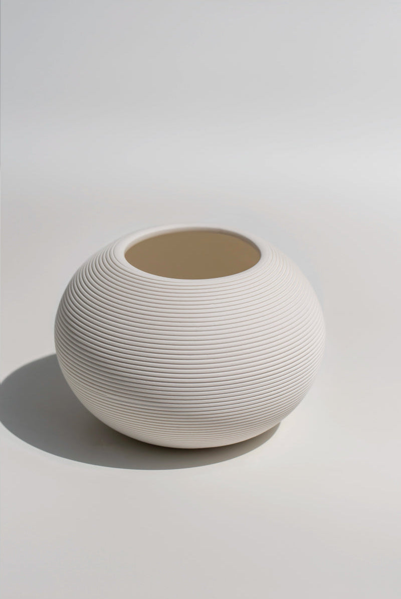 Round Flat Ceramic Vase