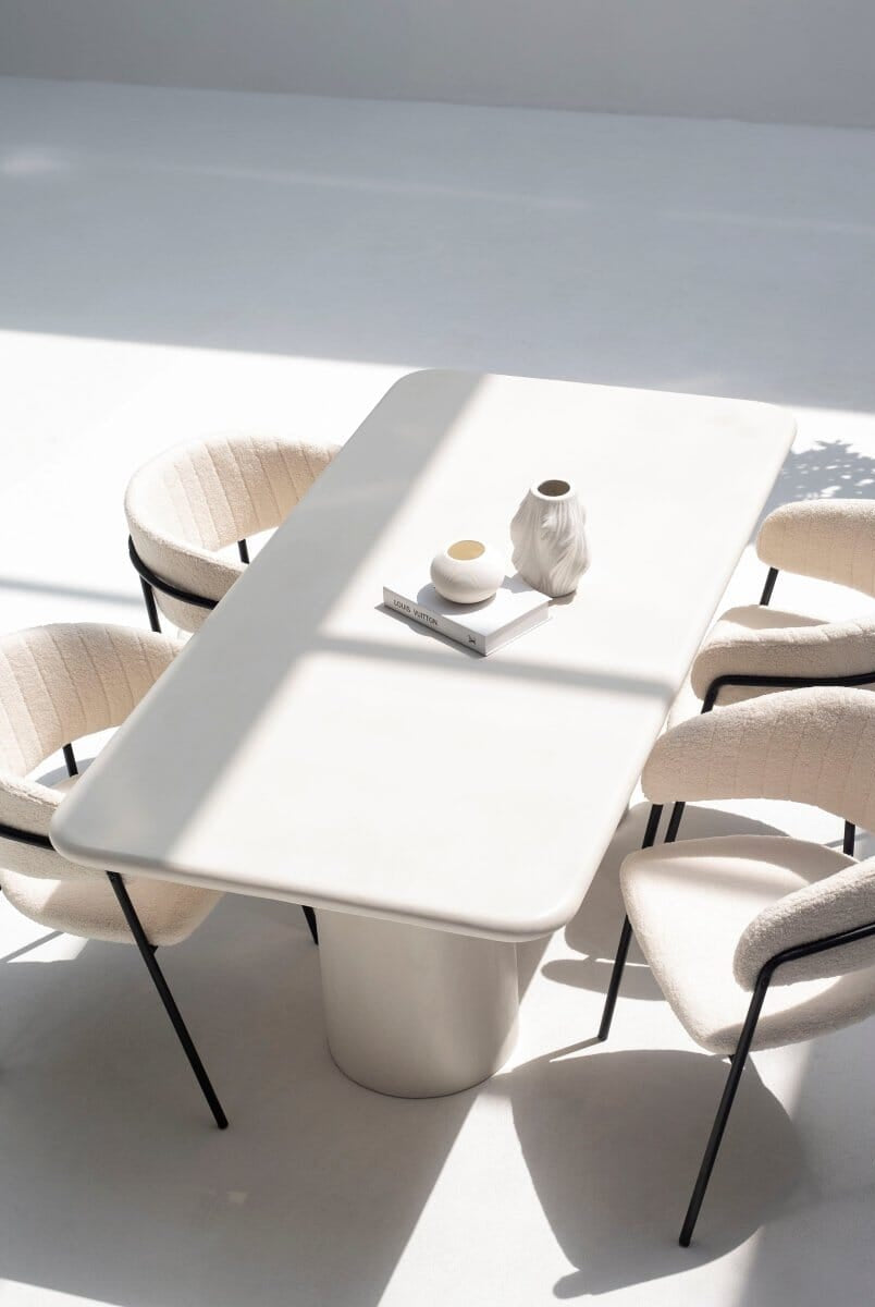 Alara Off White Micro Concrete Dining Table (2 Sizes) Homekode