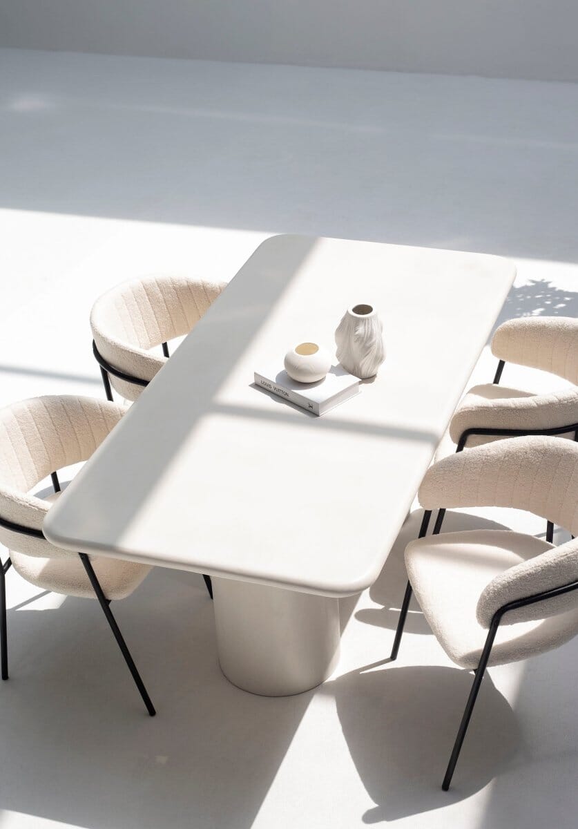 Alara Off White Micro Concrete Dining Table (2 Sizes) Homekode