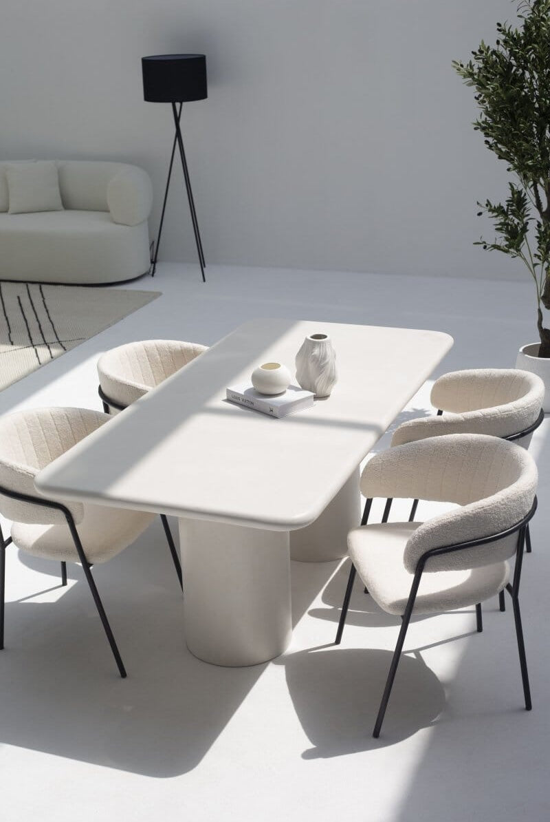 Alara Off White Micro Concrete Dining Table (2 Sizes) Homekode