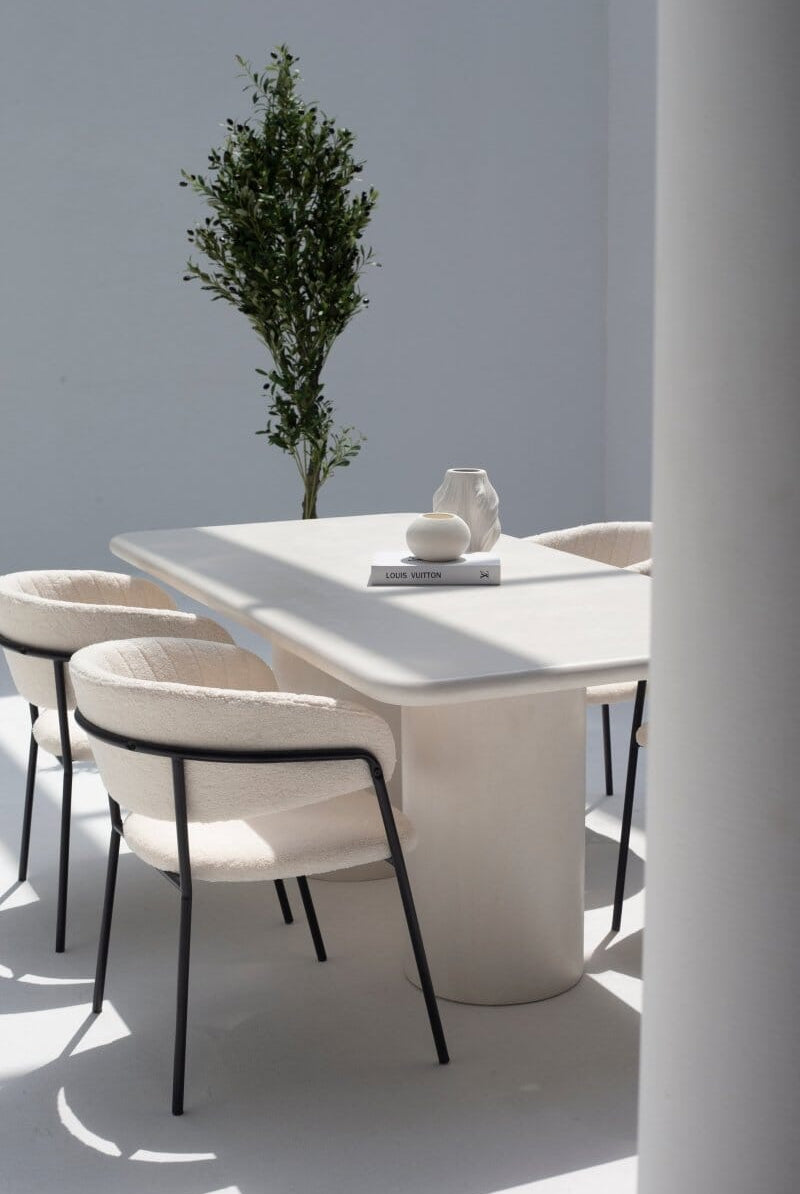 Alara Off White Micro Concrete Dining Table (2 Sizes) Homekode