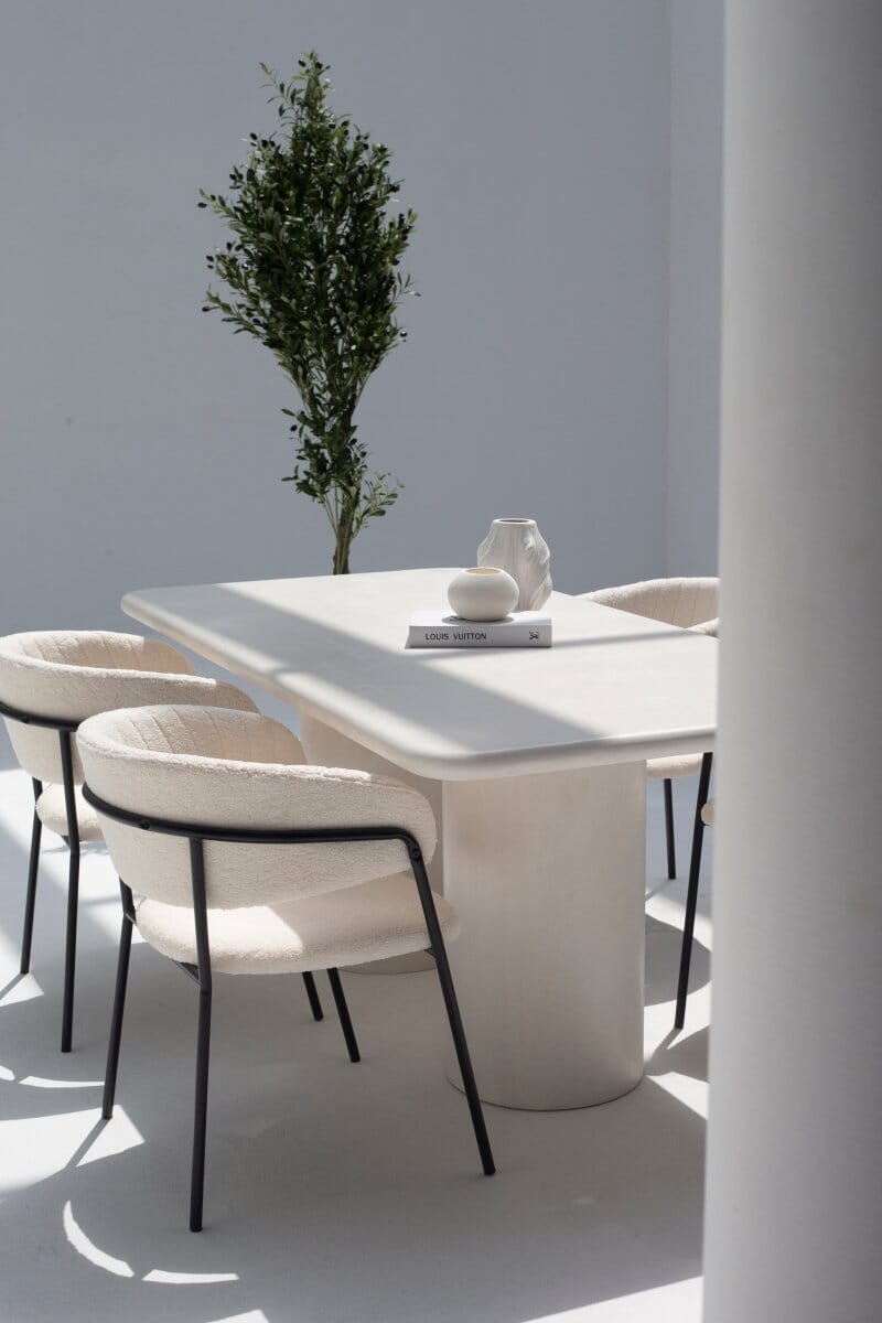 Alara Off White Micro Concrete Dining Table (2 Sizes) Homekode