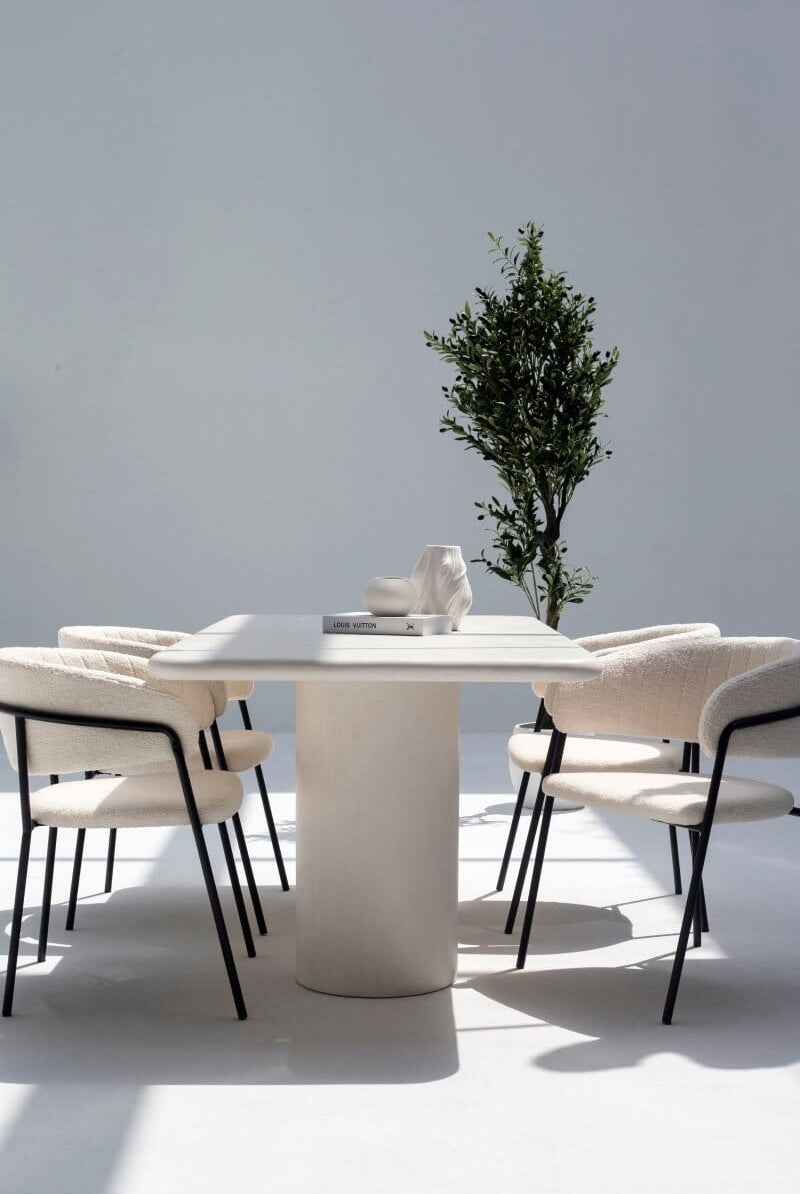 Alara Off White Micro Concrete Dining Table (2 Sizes) Homekode