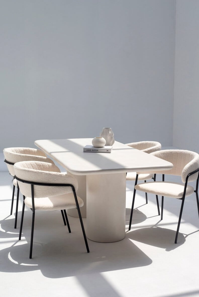 Alara Off White Micro Concrete Dining Table (2 Sizes) Homekode
