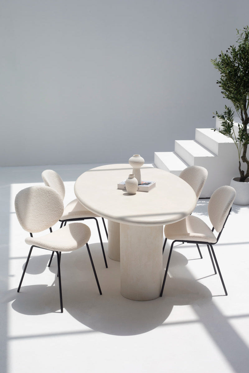 Sylvette Textured Oval Micro Cement Dining Table (2 Sizes) Homekode