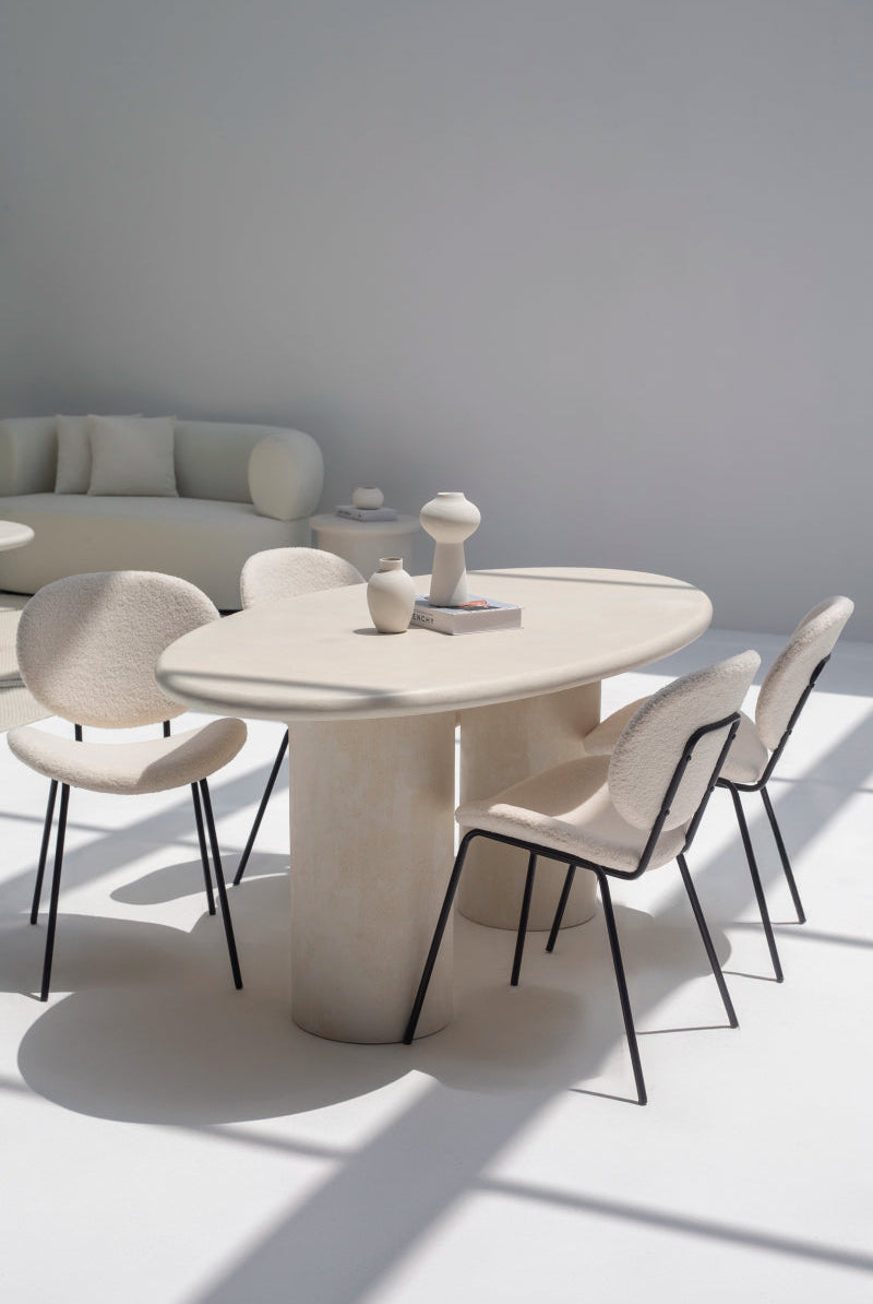 Sylvette Textured Oval Micro Cement Dining Table (2 Sizes) Homekode