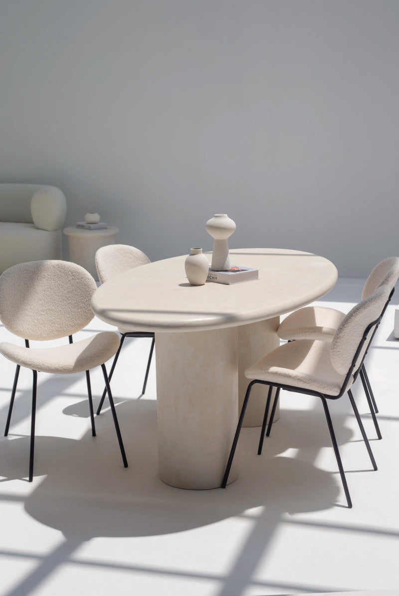 Sylvette Textured Oval Micro Cement Dining Table (2 Sizes) Homekode