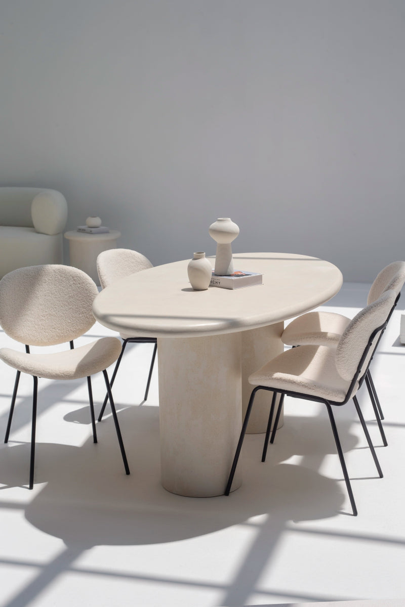 Sylvette Textured Oval Micro Cement Dining Table (2 Sizes) Homekode