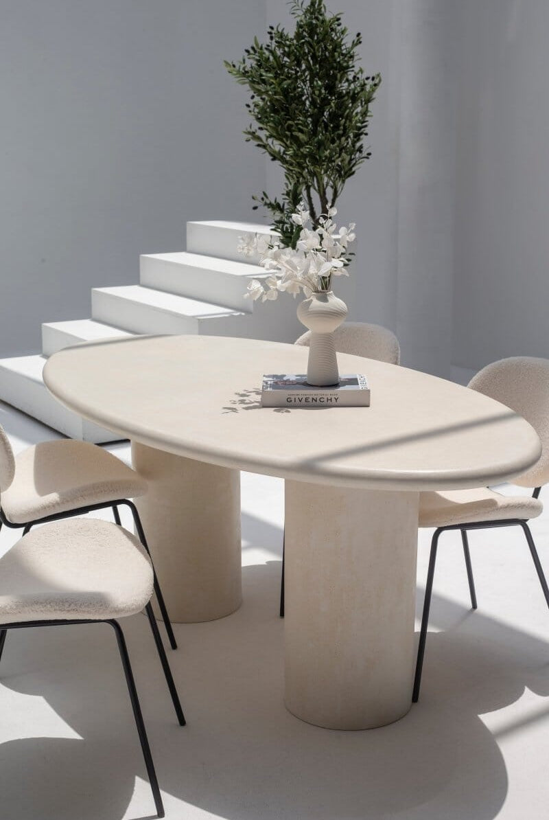 Sylvette Textured Oval Micro Cement Dining Table (6 Sizes)