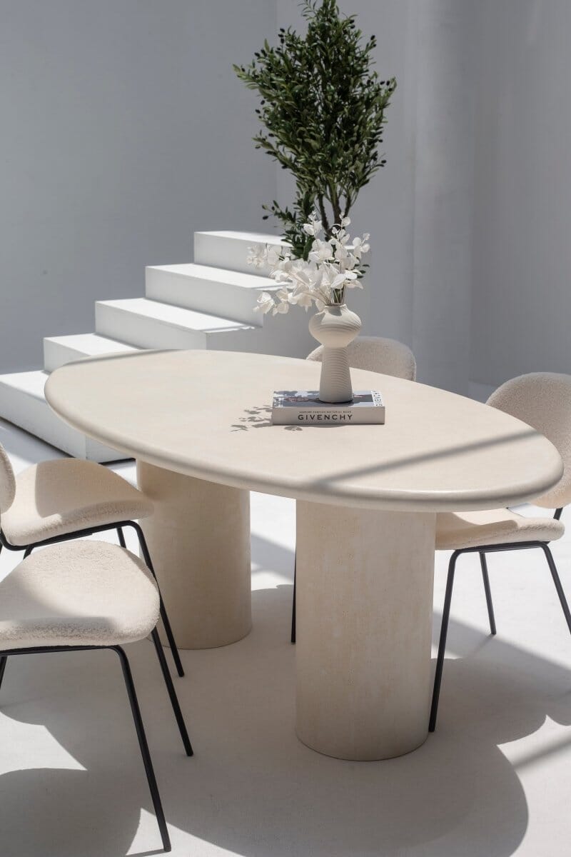 Sylvette Textured Oval Micro Cement Dining Table (6 Sizes)