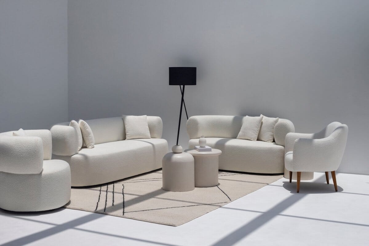 Odelia Off-White Bouclé Sofa Homekode