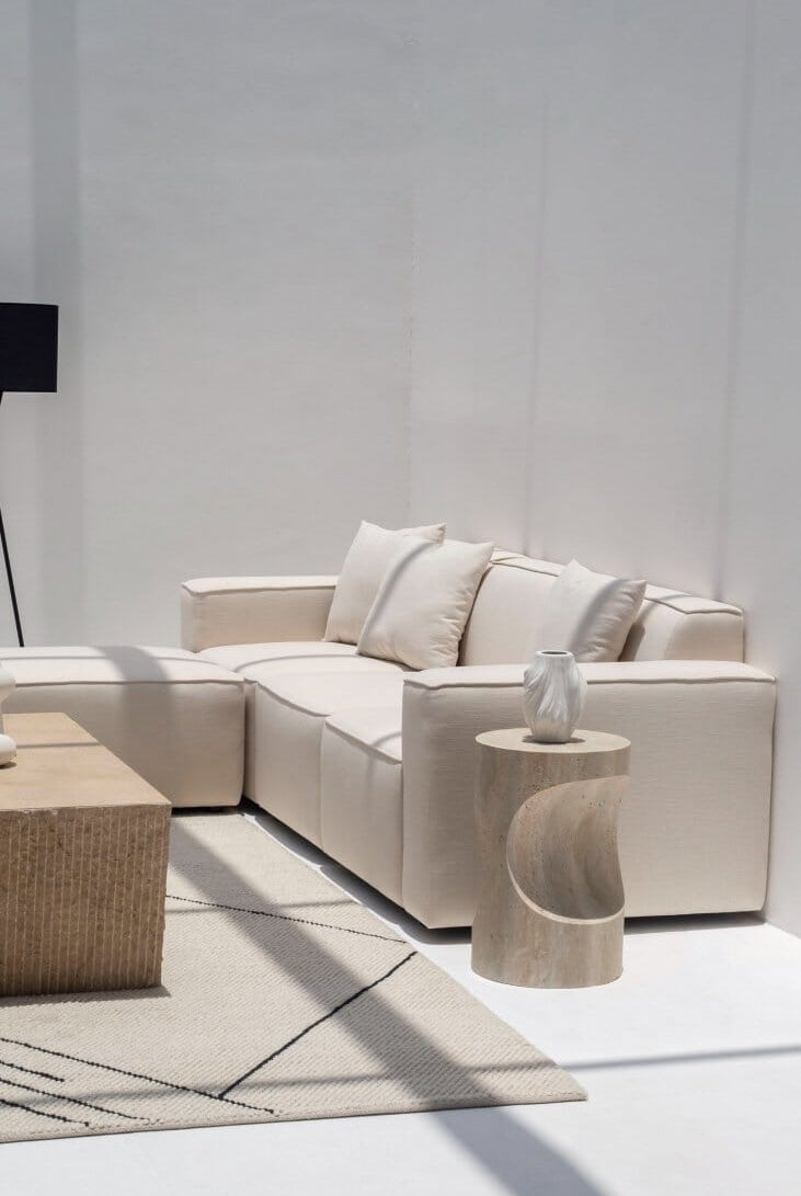 Tamara Sculpted Travertine Side Table (2 Sizes)