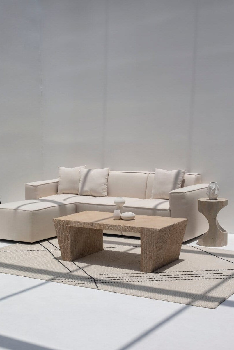 Tamara Sculpted Travertine Side Table (2 Sizes)