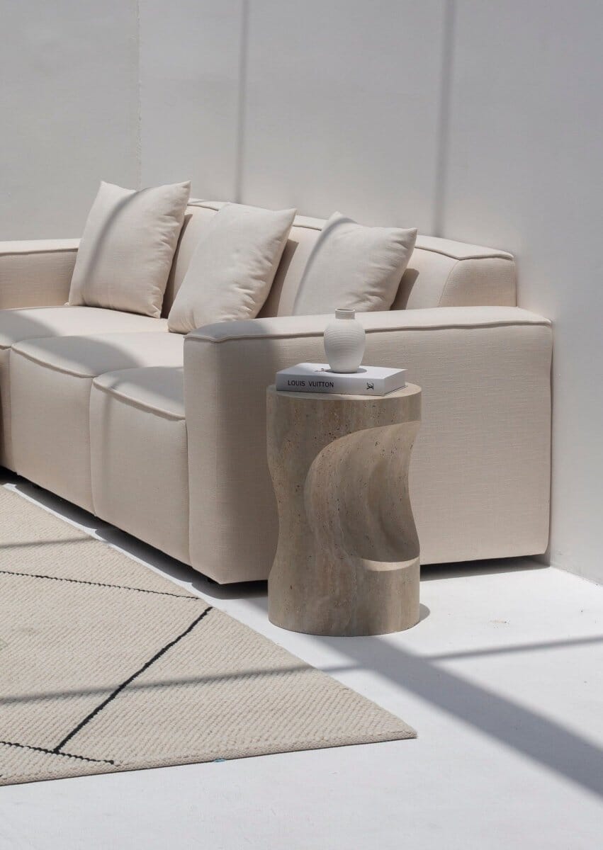 Tamara Sculpted Travertine Side Table (2 Sizes)