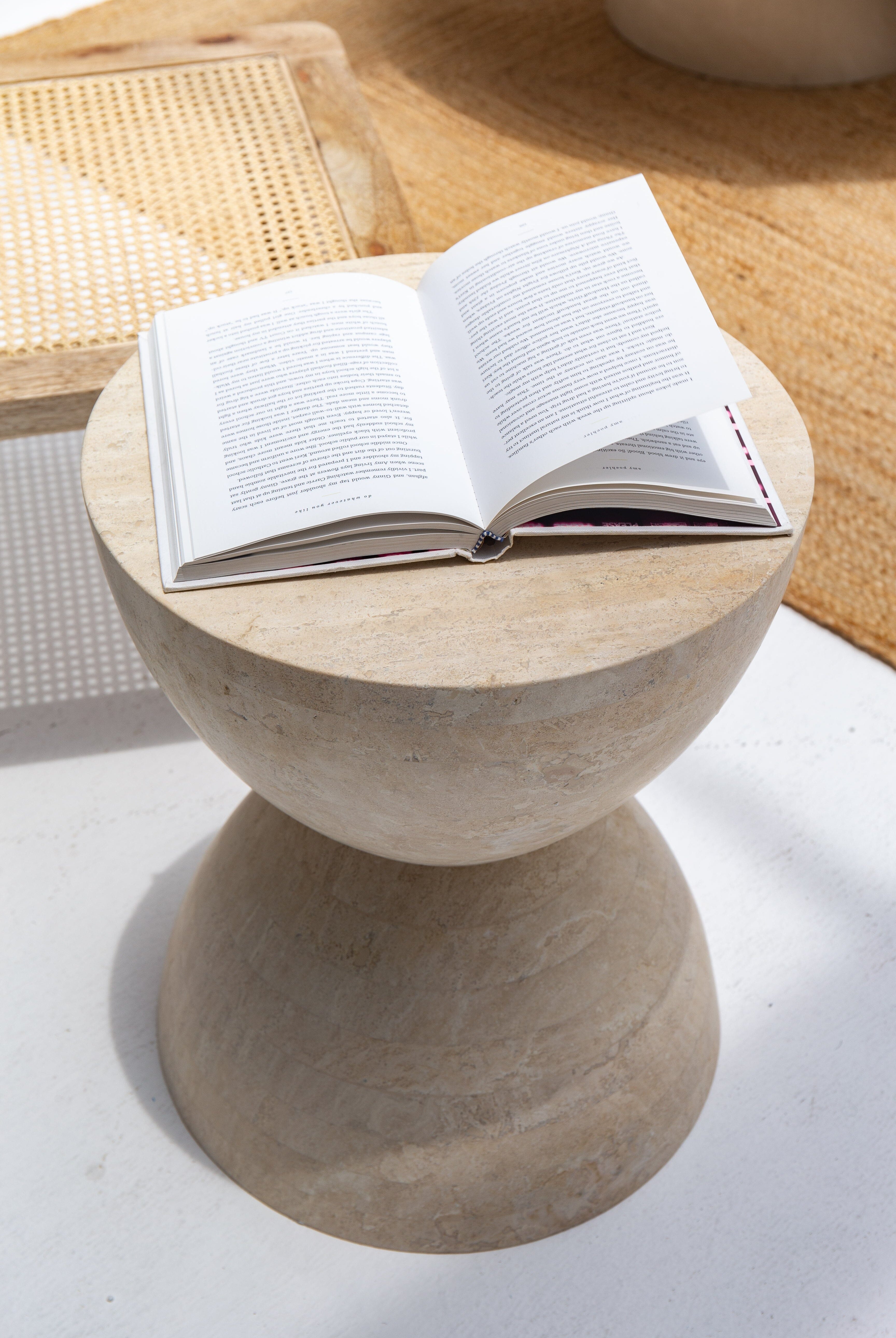 Travertine Hourglass Side Table Homekode