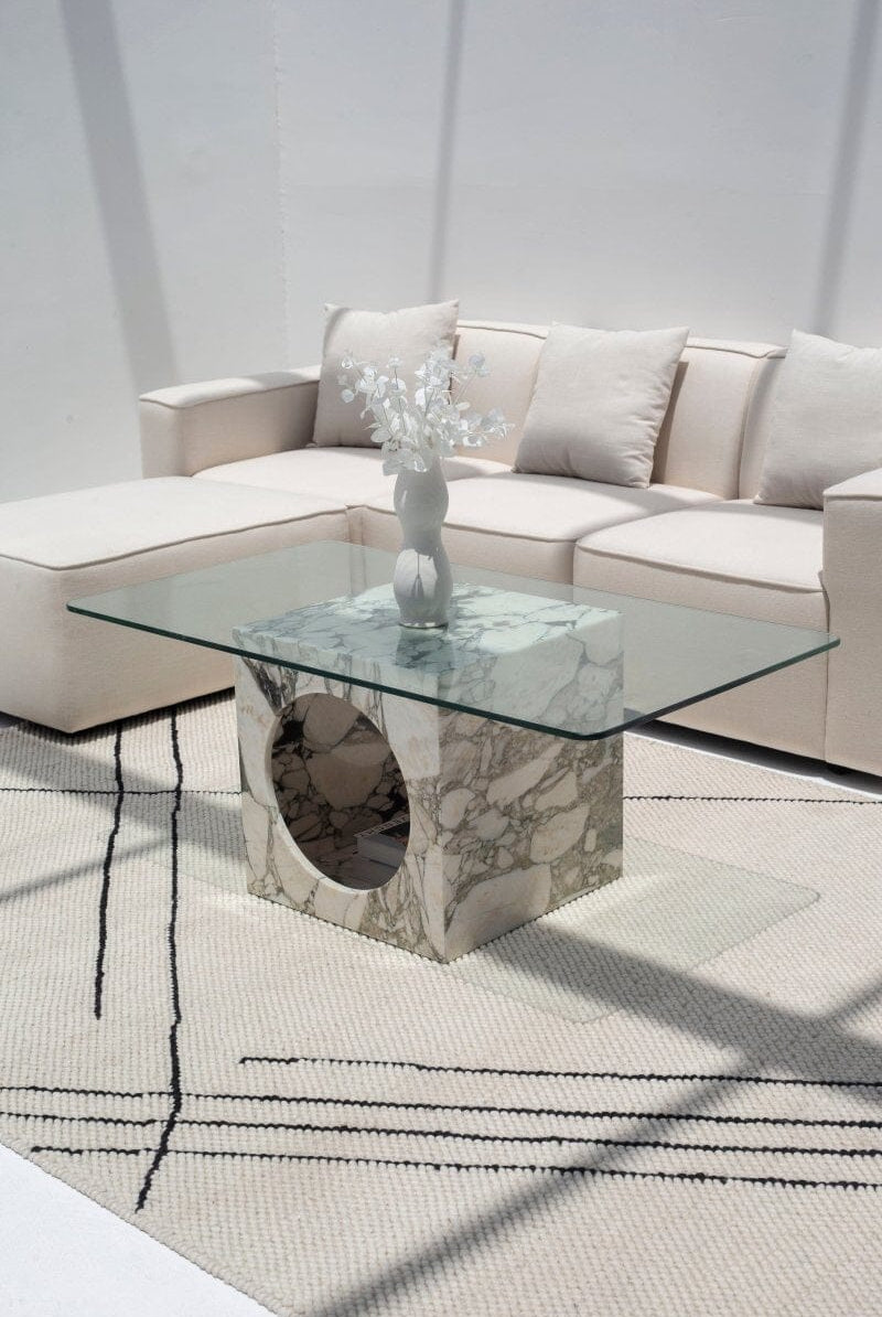 Isra Calacatta Viola Marble Coffee Table Coffee Tables