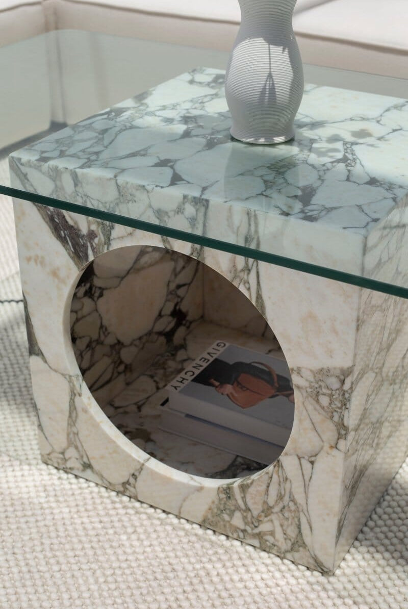Isra Calacatta Viola Marble Coffee Table Coffee Tables