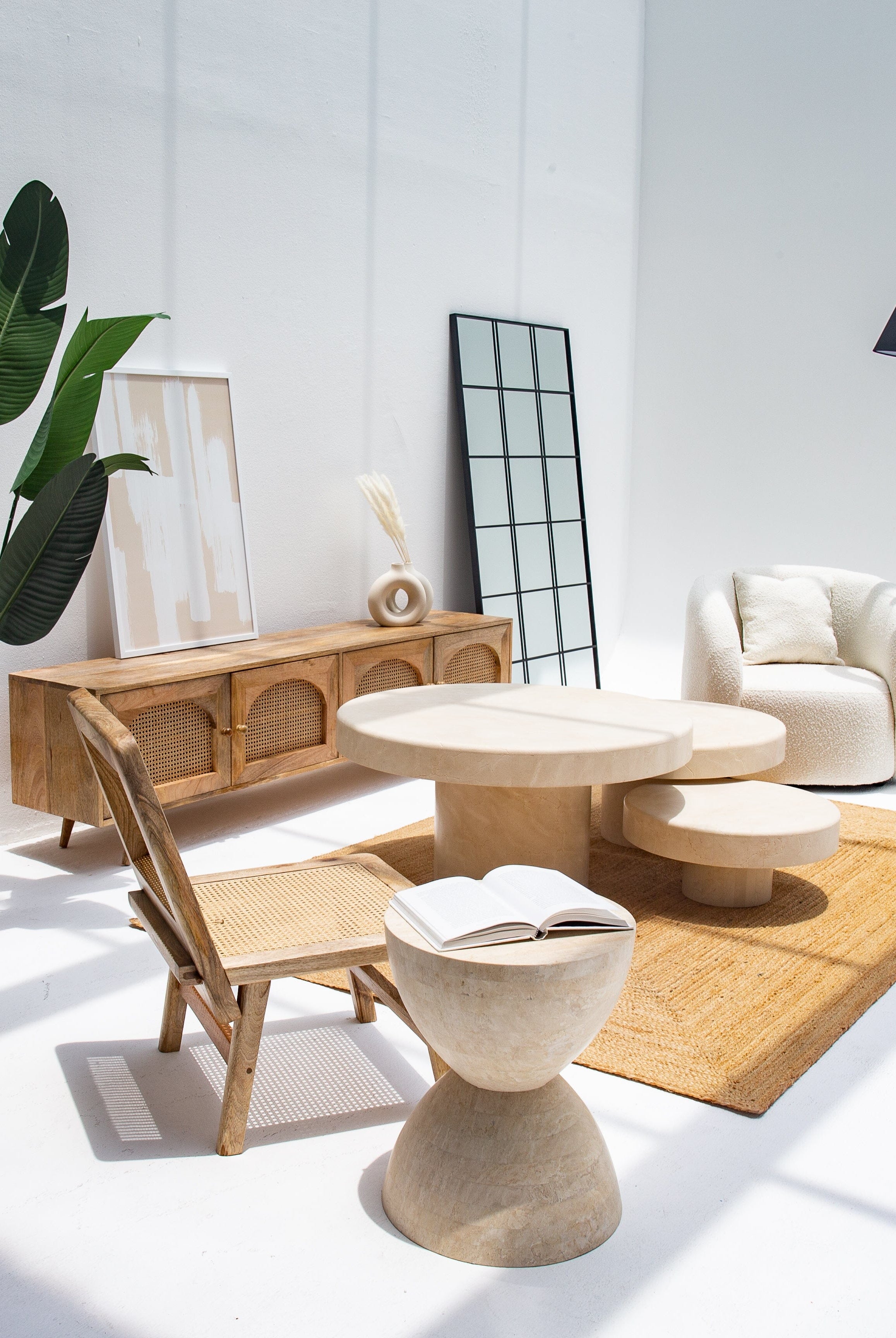 Travertine Hourglass Side Table Homekode