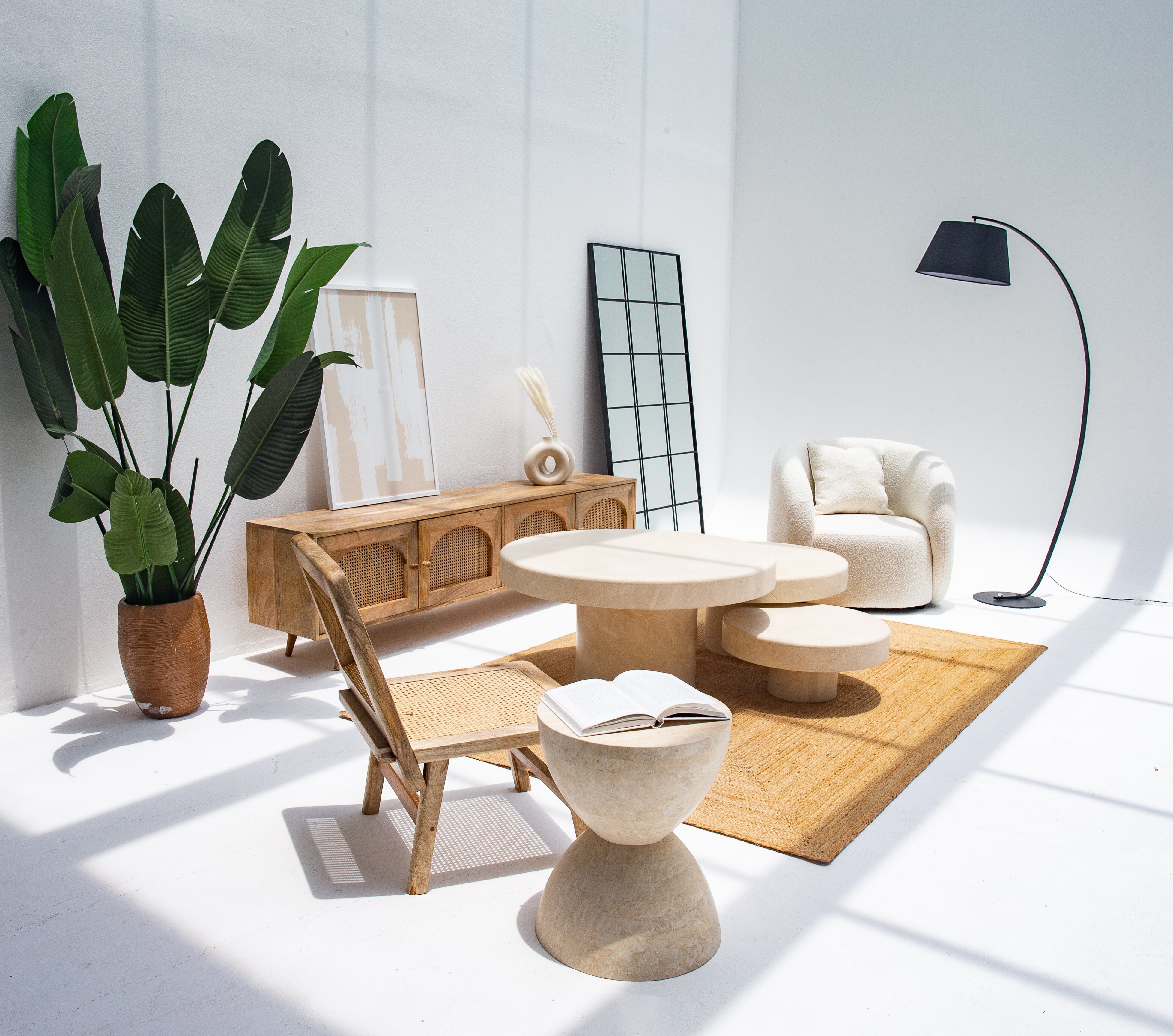 Travertine Hourglass Side Table Homekode