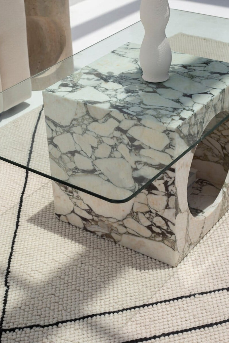 Isra Calacatta Viola Marble Coffee Table Coffee Tables