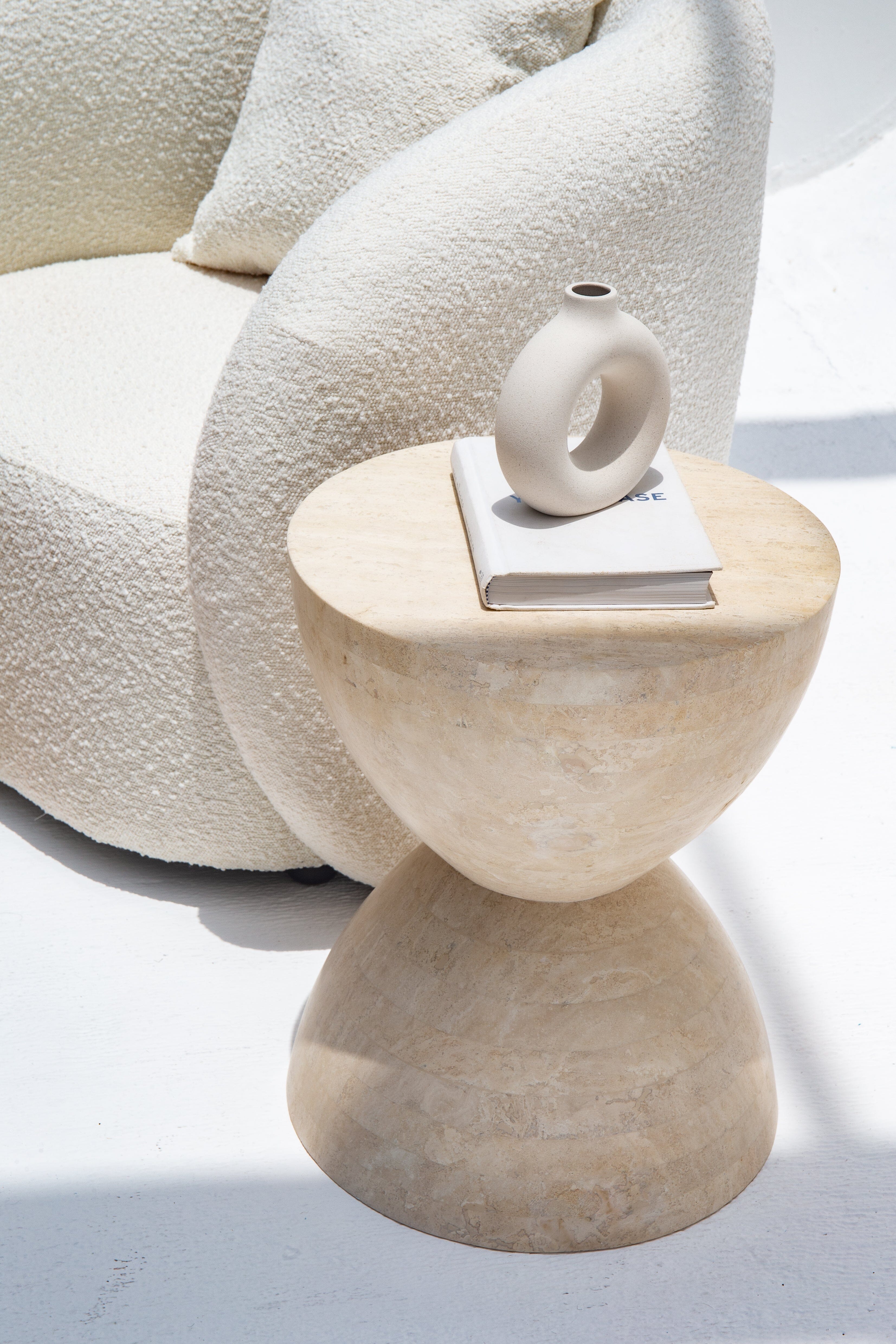 Travertine Hourglass Side Table Homekode