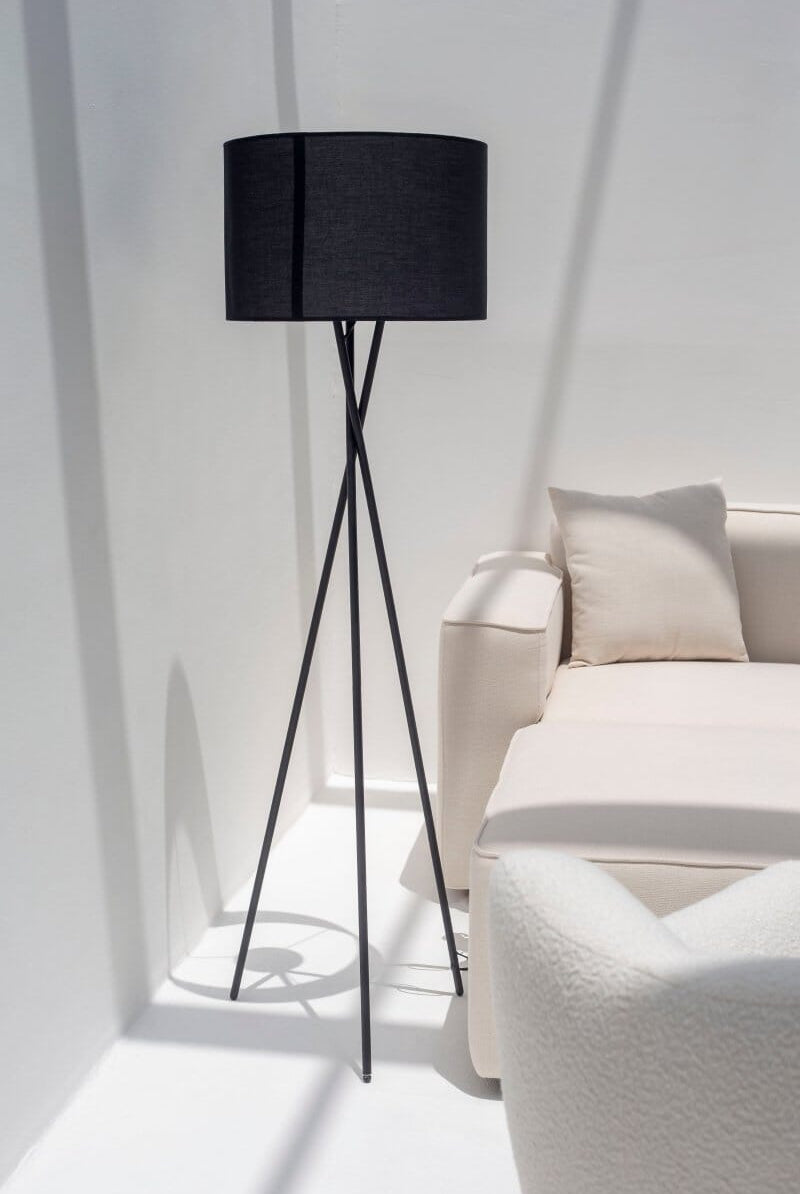 Black Mid-Century Tripod Floor Lamp