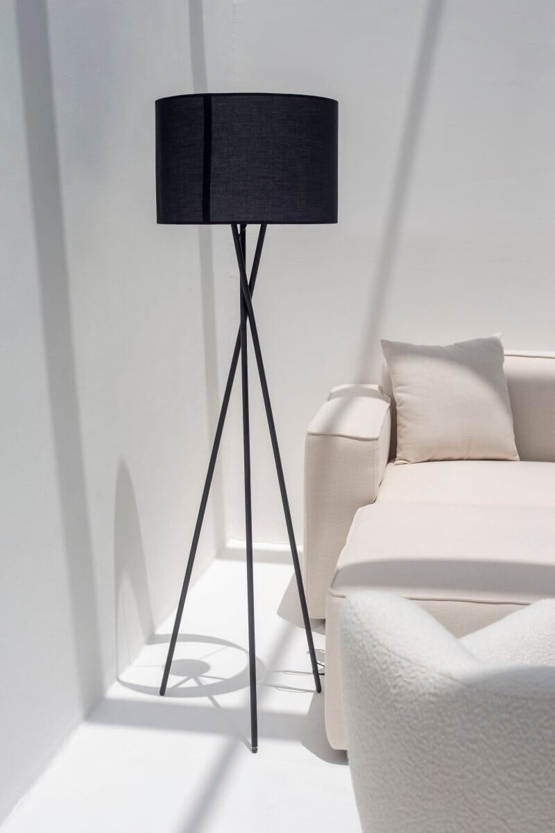 Black Mid-Century Tripod Floor Lamp