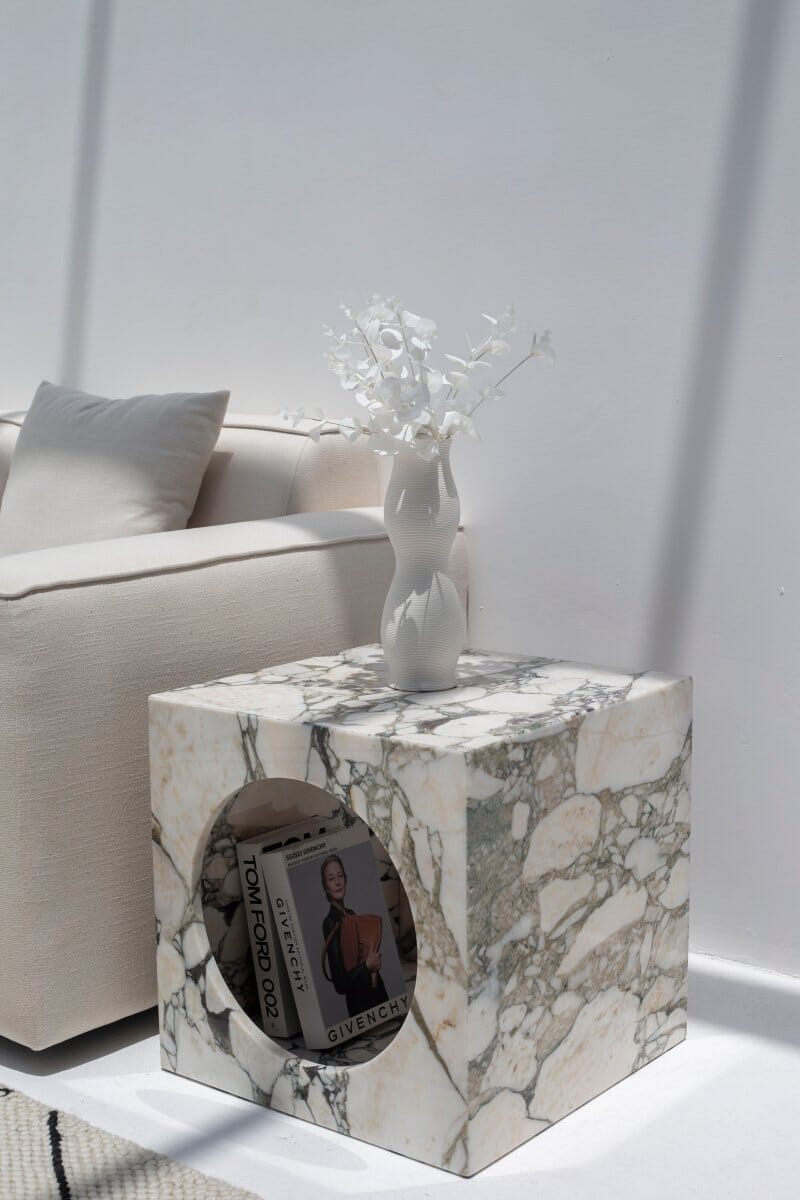 Isra Calacatta Viola Marble Side Table