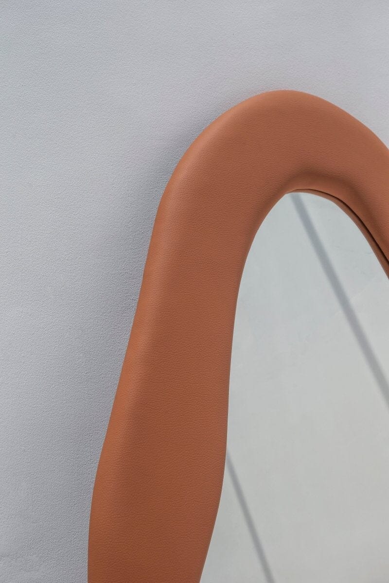 Roxana Brown Leather Squiggly Mirror (200x100CM) Homekode