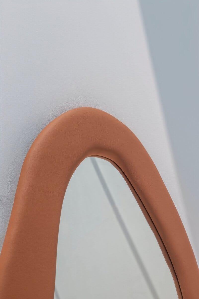 Roxana Brown Leather Squiggly Mirror (200x100CM) Homekode