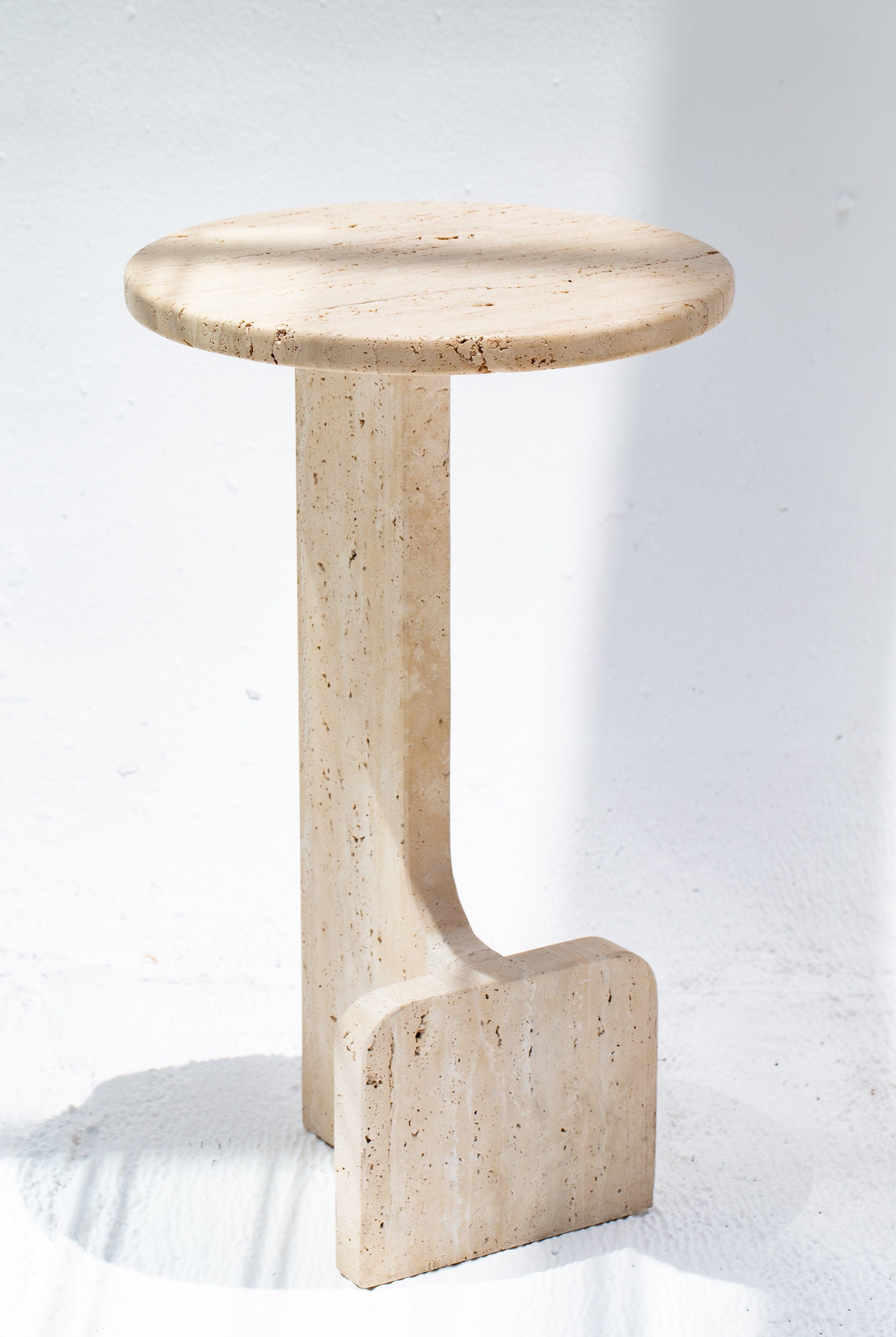 Elara Travertine Round Side Table Homekode