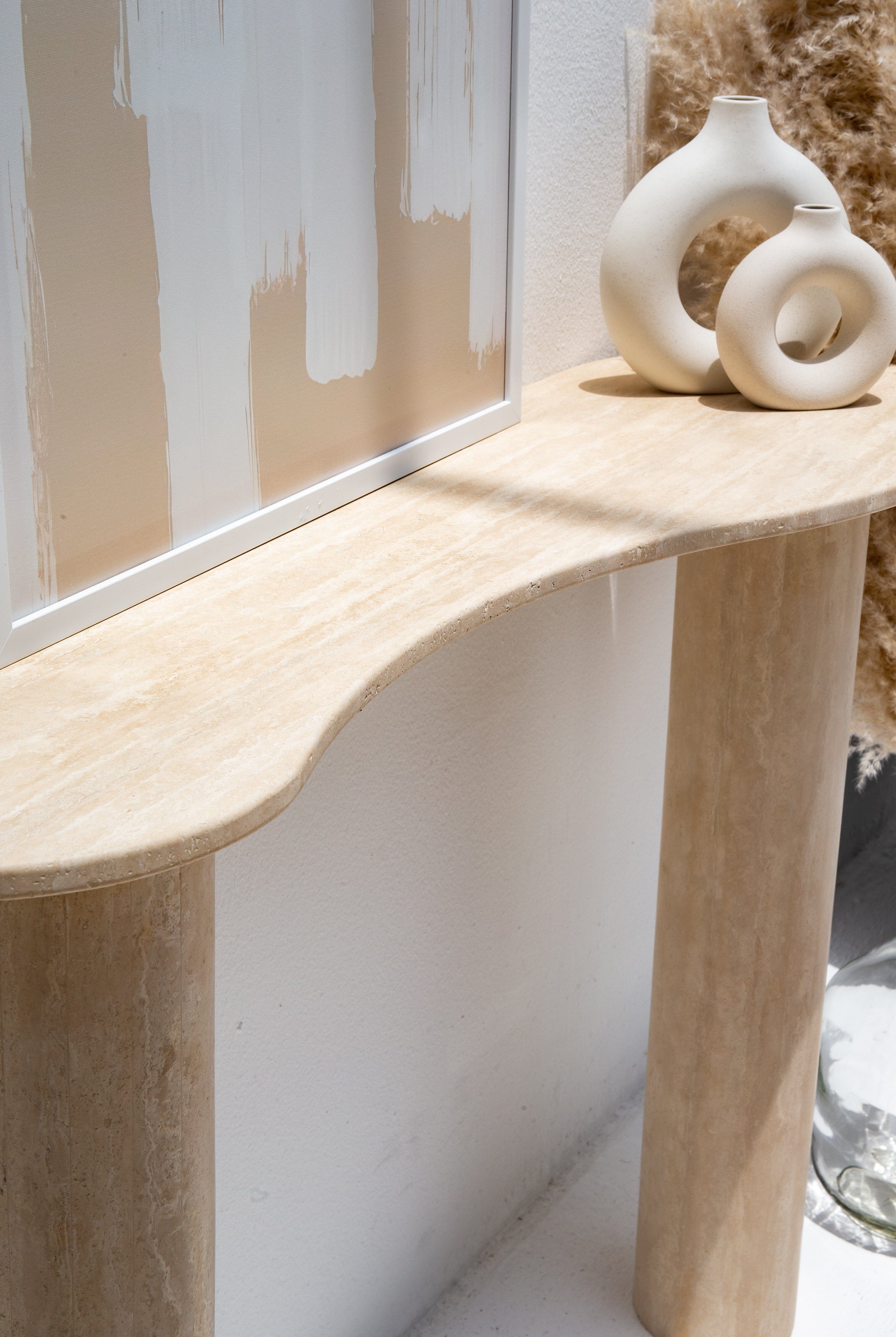 Nola Travertine Irregular Top Console Homekode