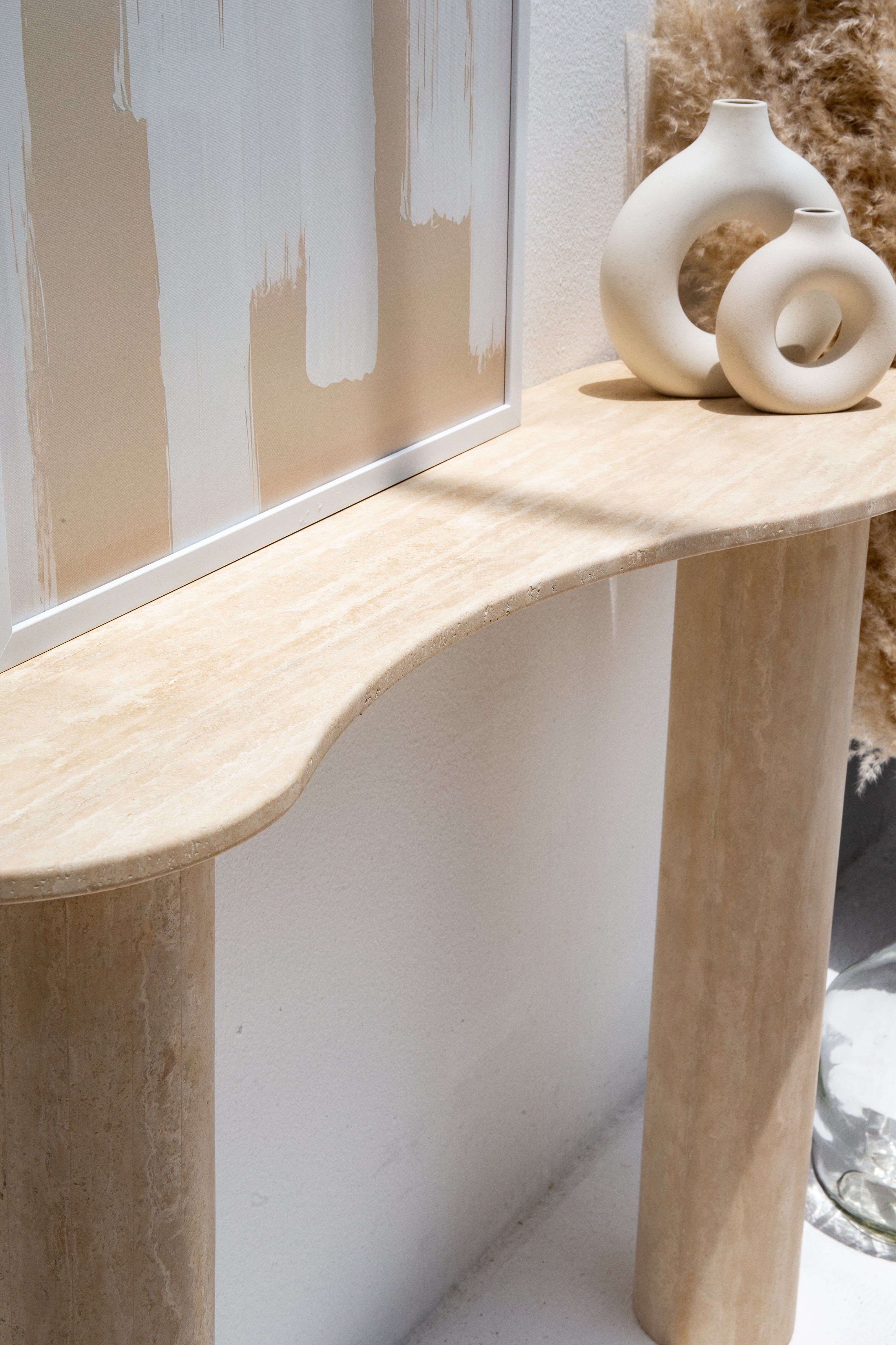 Nola Travertine Irregular Top Console Homekode