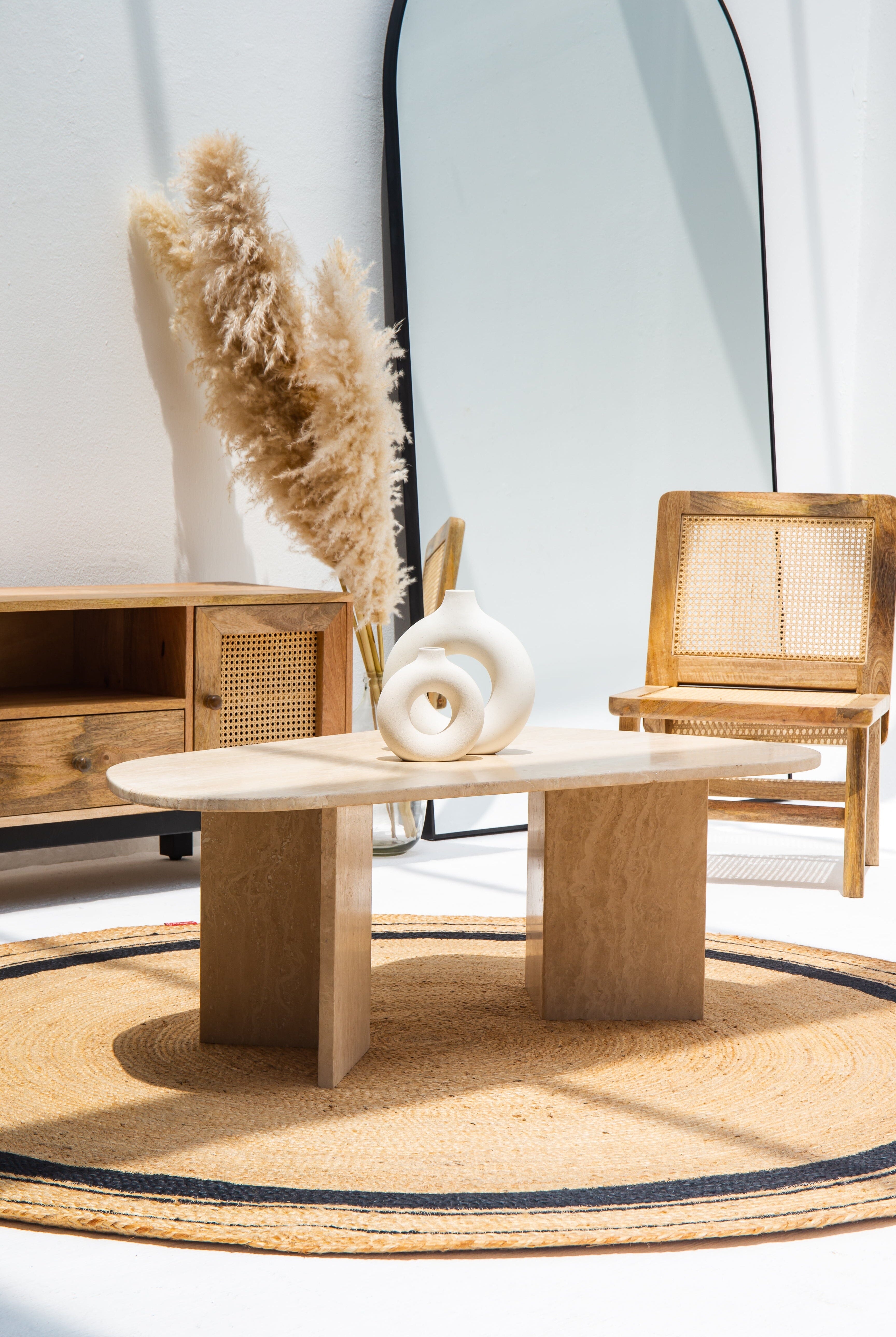 Maureen Travertine Irregular Coffee Table (2 Sizes) Coffee Tables Homekode