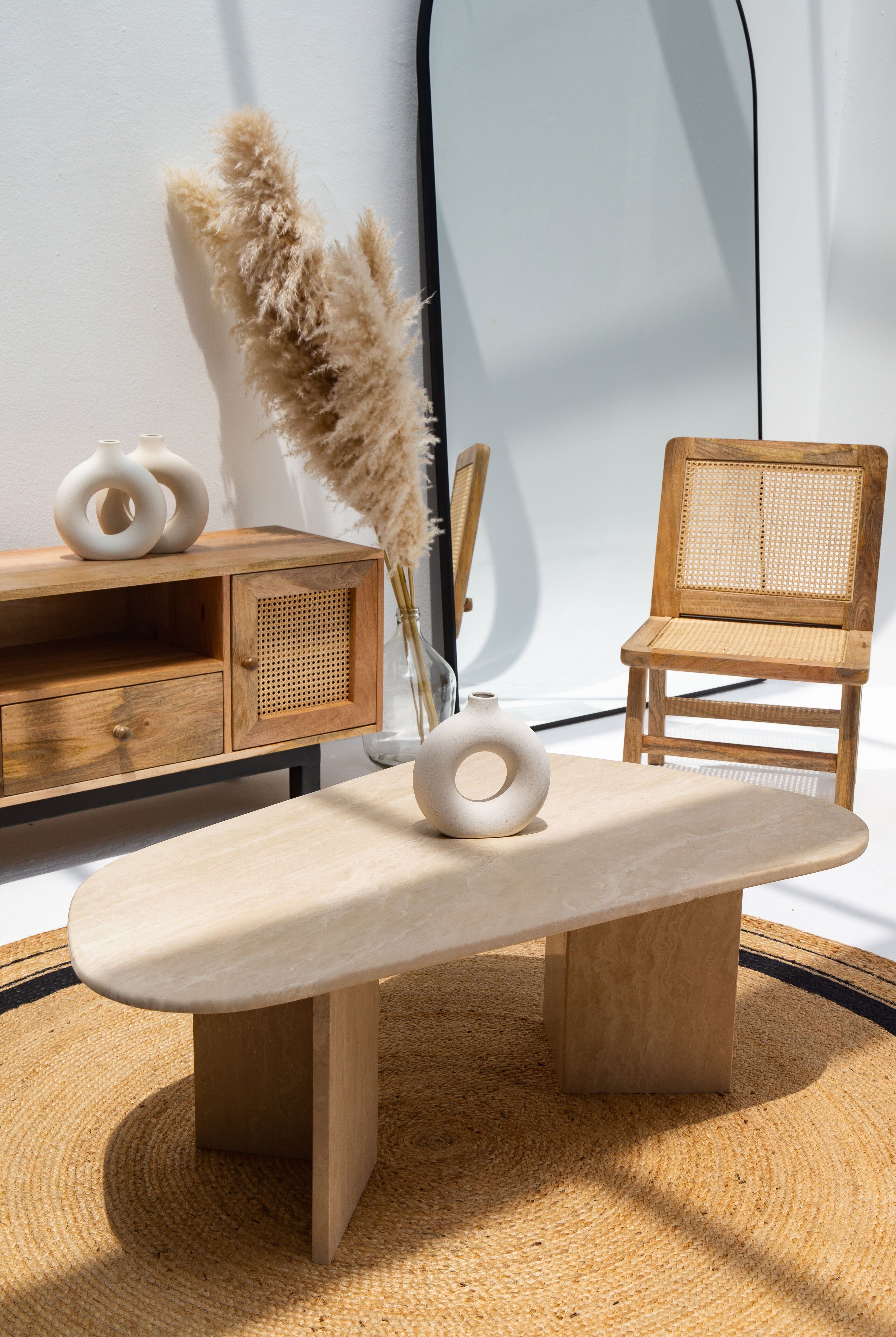 Maureen Travertine Irregular Coffee Table (2 Sizes) Coffee Tables Homekode