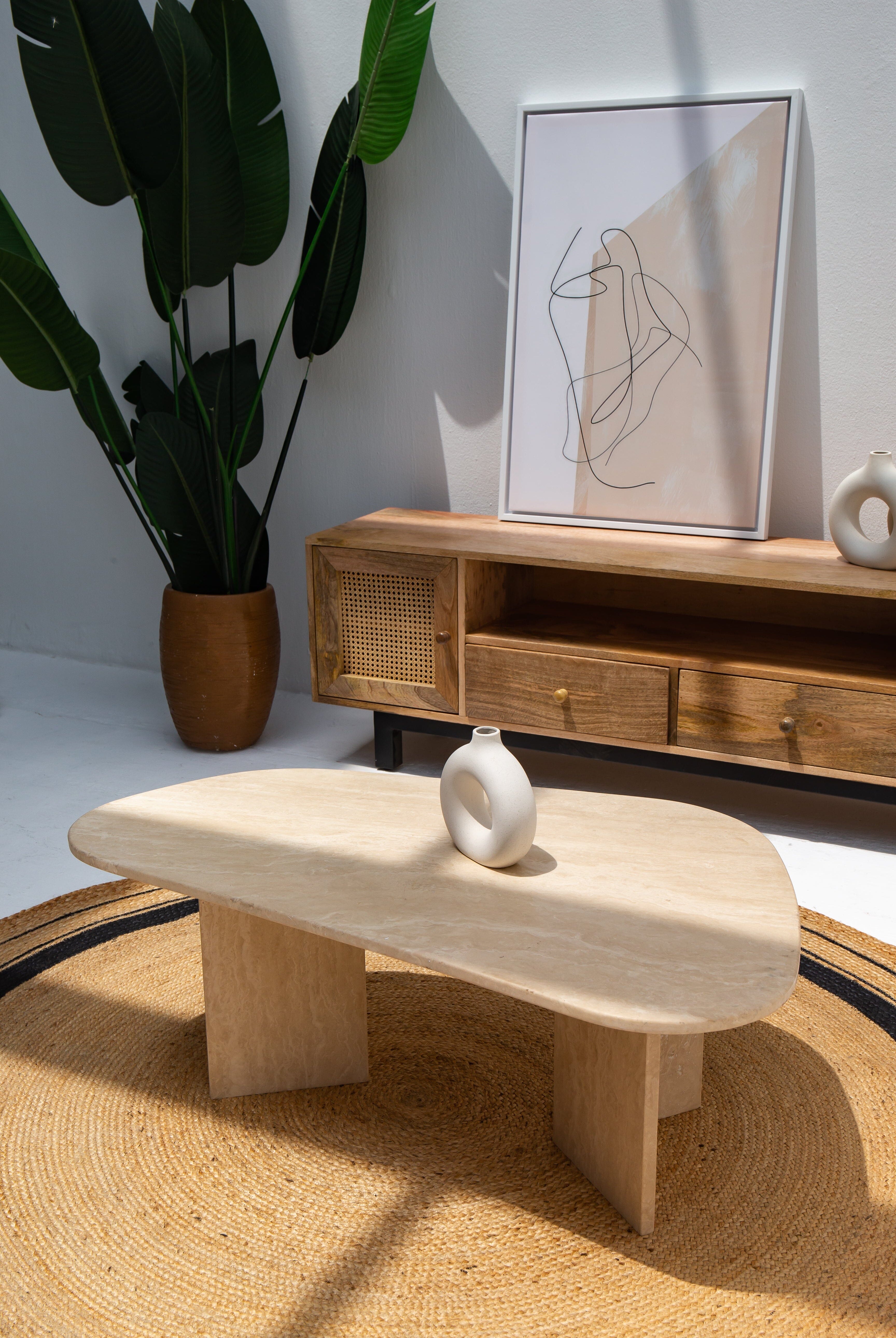 Maureen Travertine Irregular Coffee Table (2 Sizes) Coffee Tables Homekode