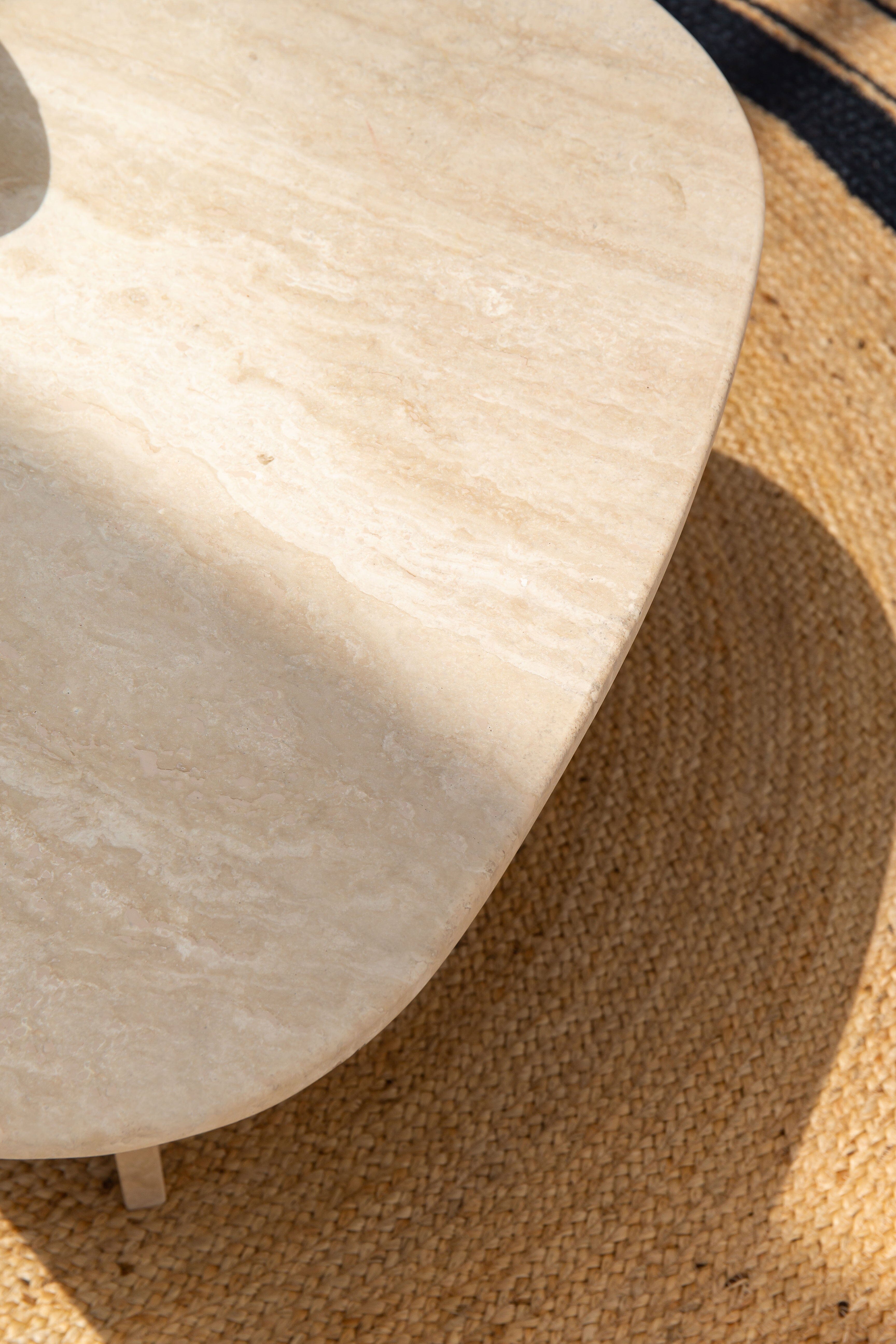 Maureen Travertine Irregular Coffee Table (2 Sizes) Coffee Tables Homekode