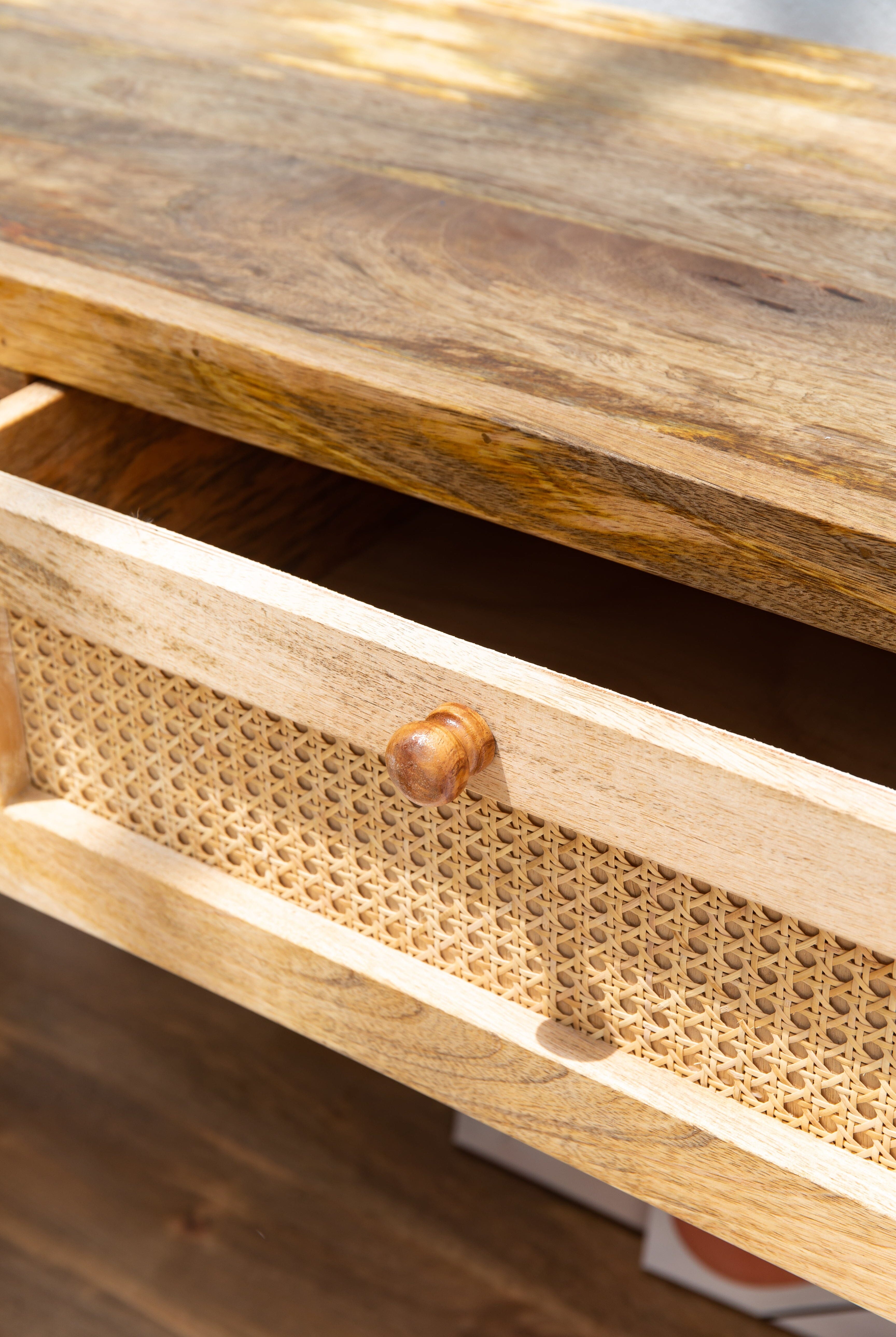 Elena Rattan 2-Drawers Wooden Console Homekode