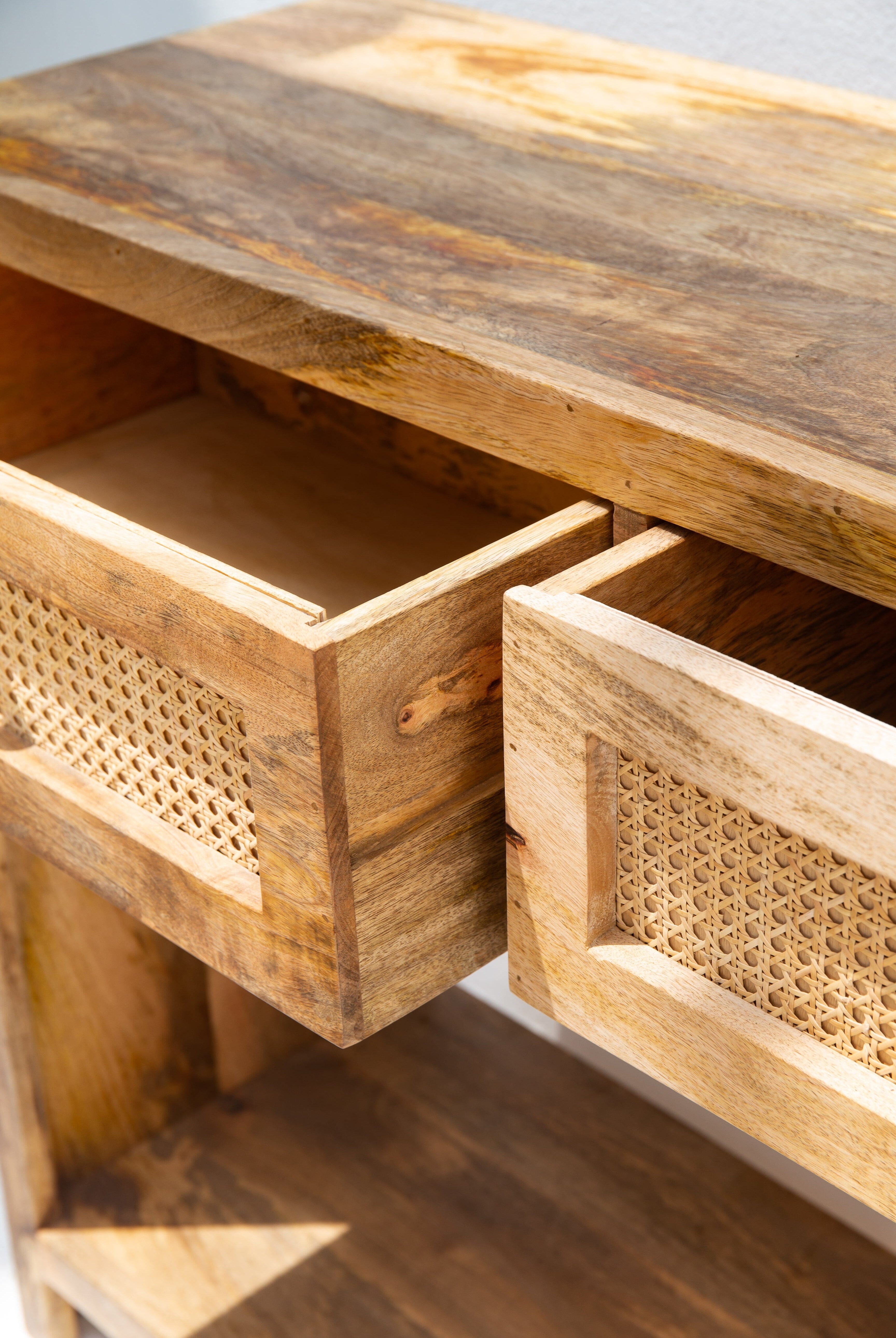 Elena Rattan 2-Drawers Wooden Console Homekode