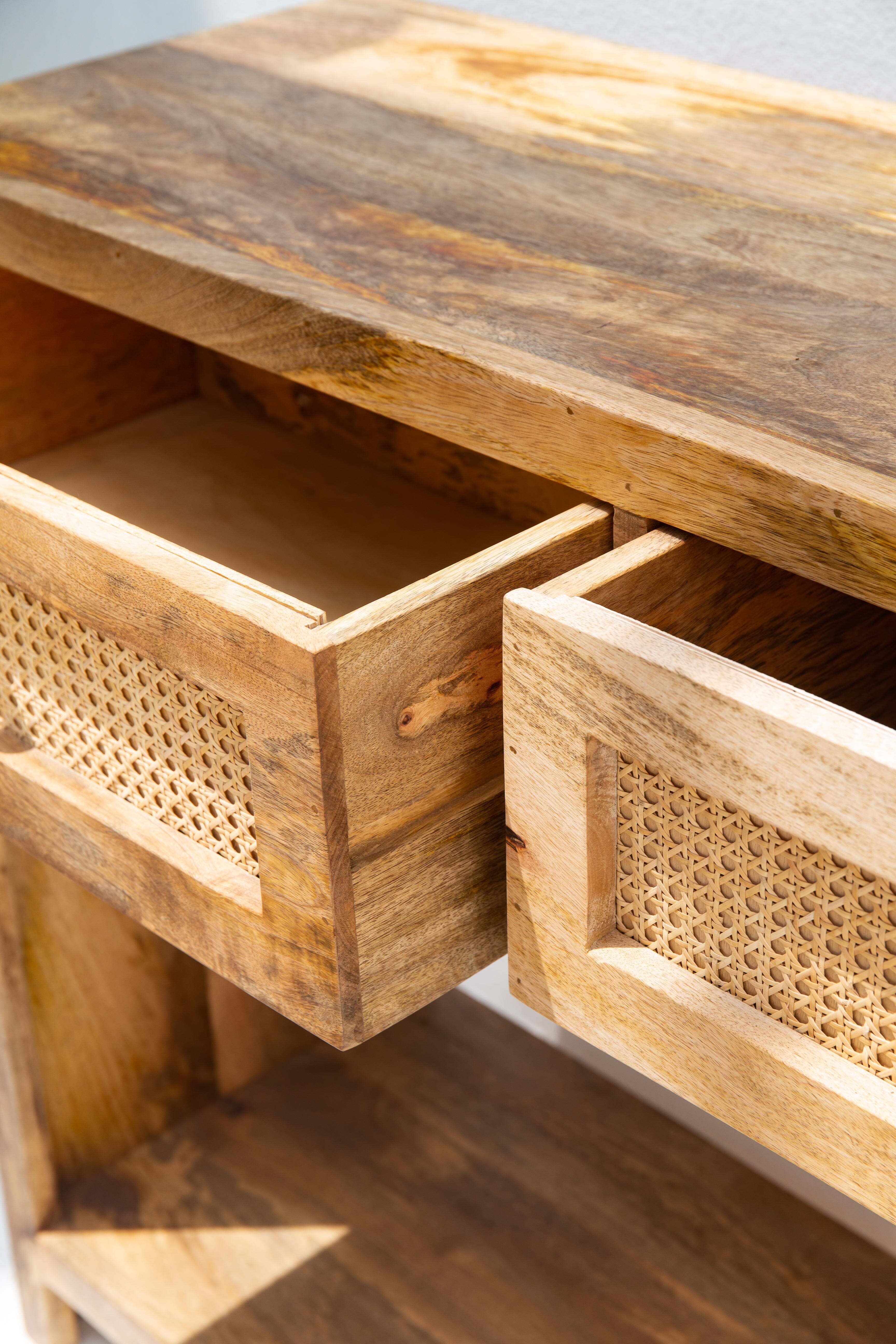 Elena Rattan 2-Drawers Wooden Console Homekode