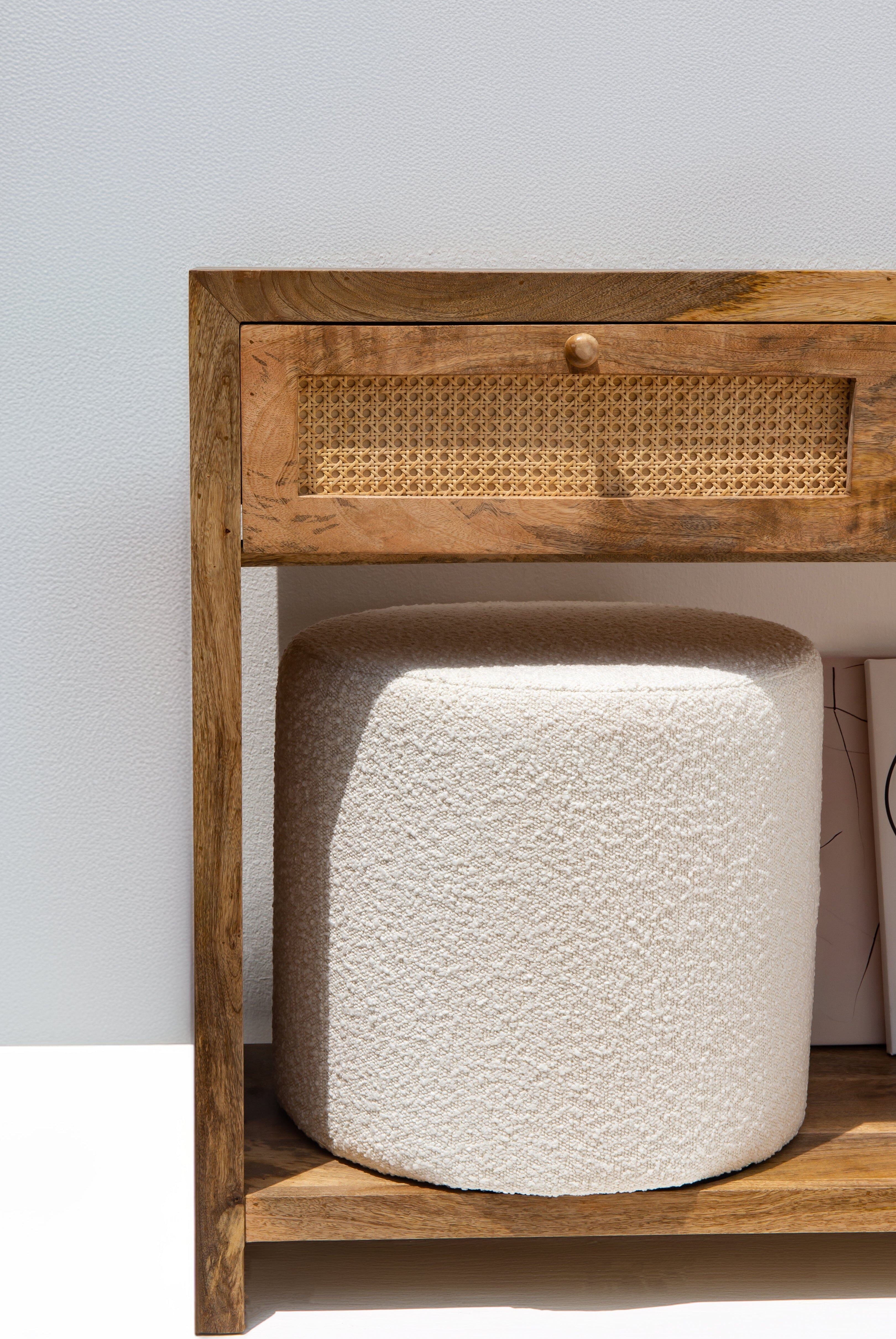 Boucle Off-White Round Pouf (2 SIZES) HomeKode