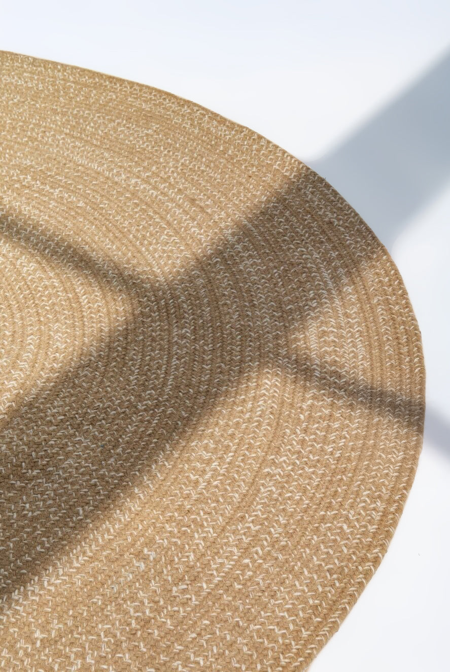 Aria Elegance - Natural Jute & White Braided Round Rug (3 Sizes)