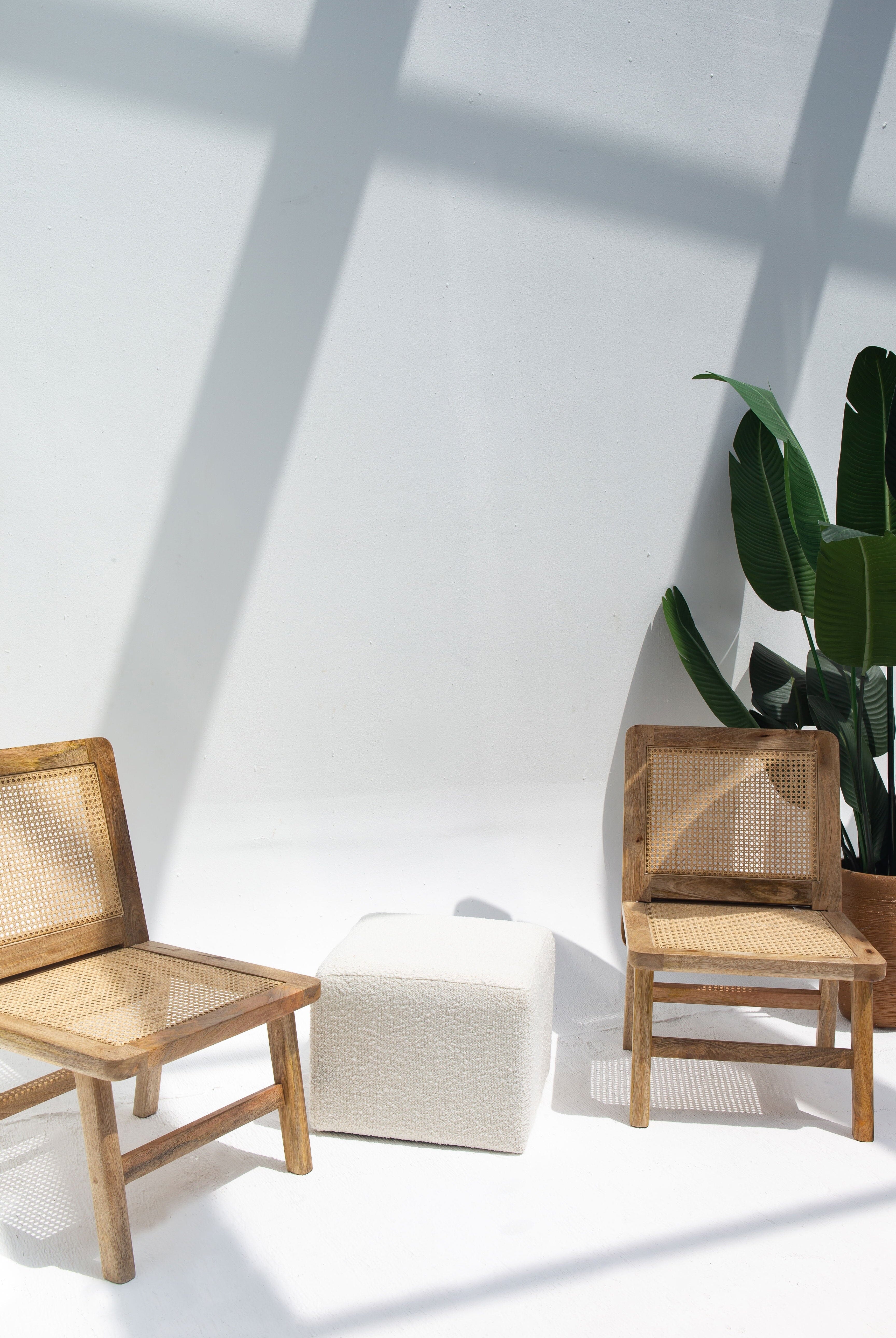 Cube Boucle Off-White Pouf (45 Width x 35 Height) Homekode