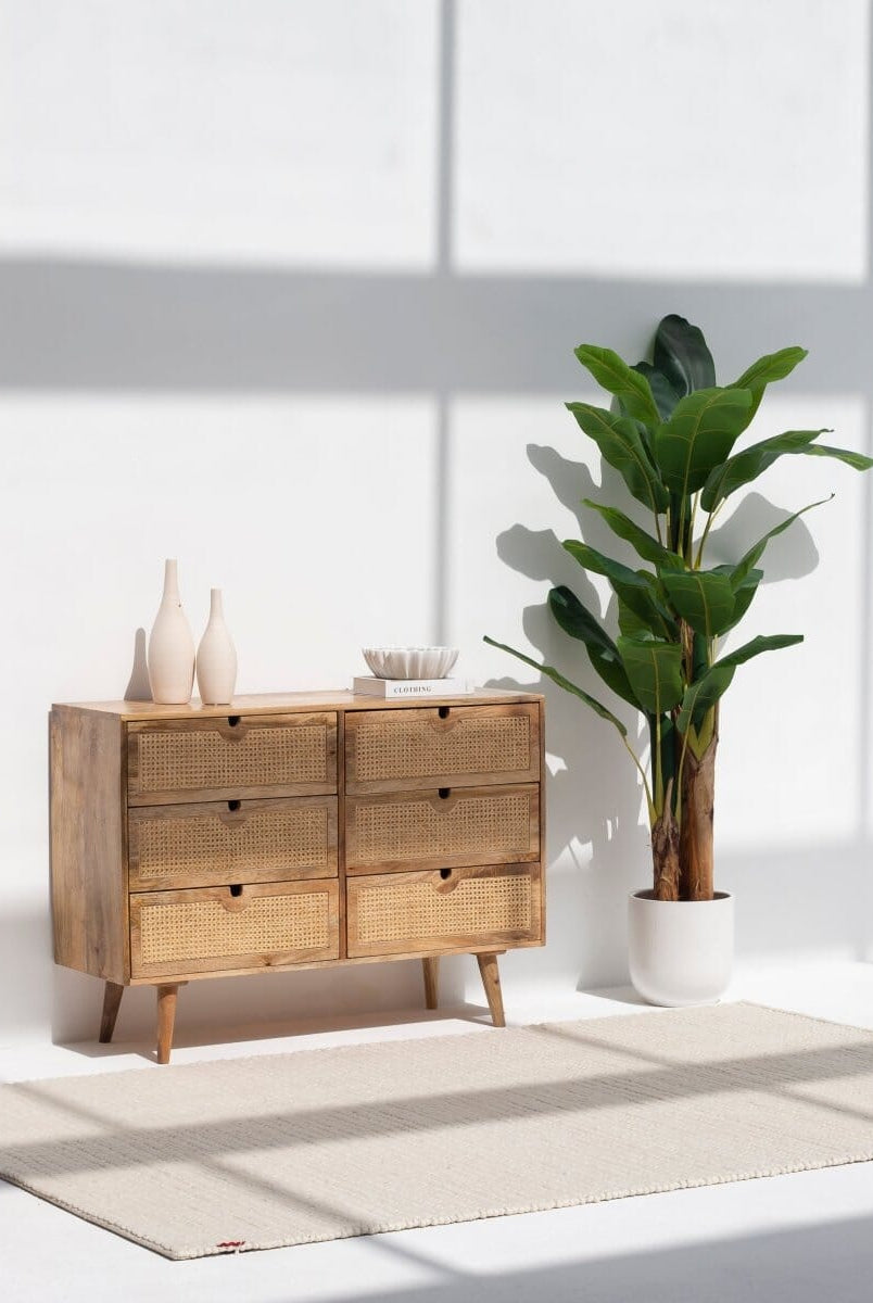 Vienna Six Drawers Rattan Sideboard