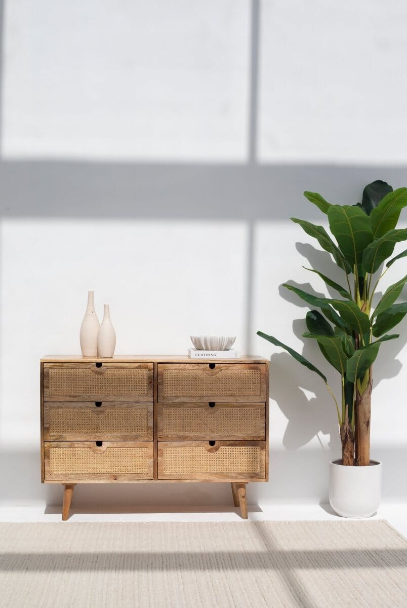 Vienna Six Drawers Rattan Sideboard