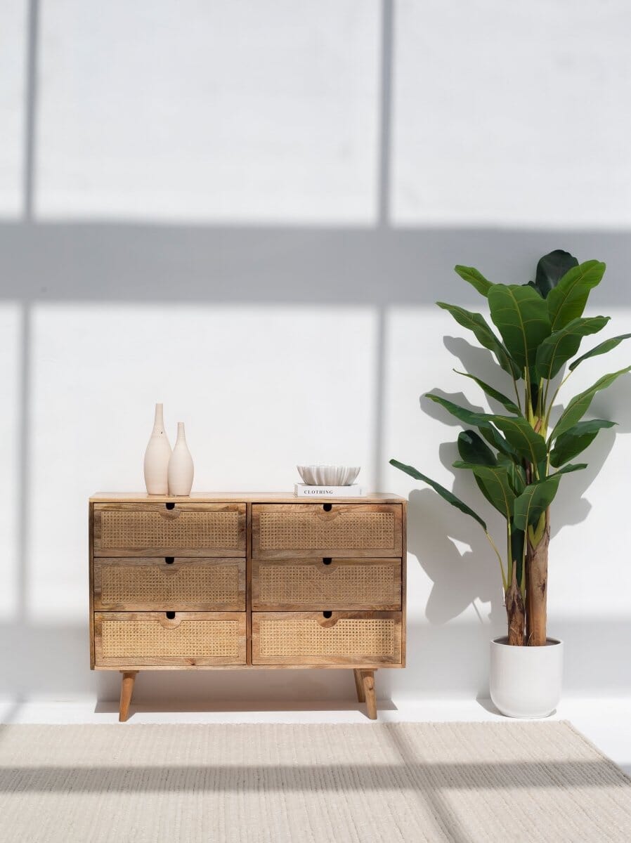 Vienna Six Drawers Rattan Sideboard