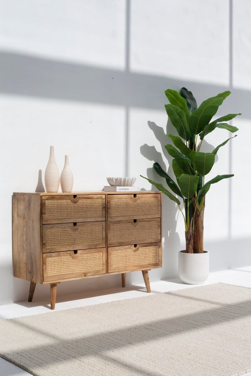 Vienna Six Drawers Rattan Sideboard